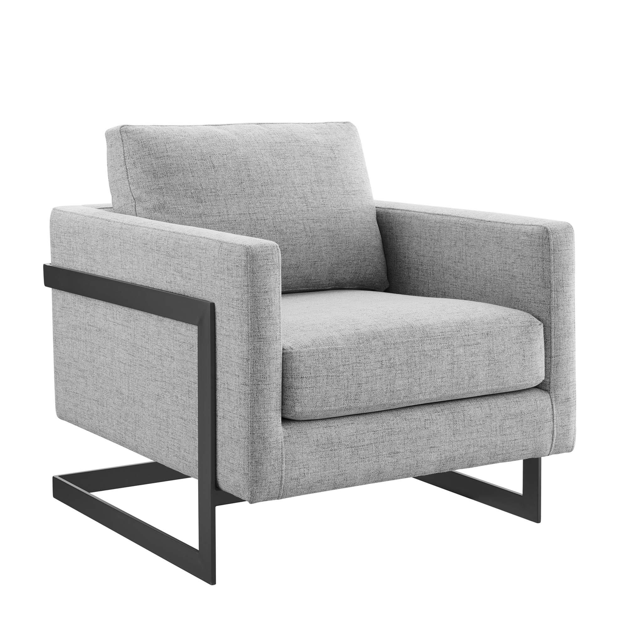 Angle. Modway - Posse Upholstered Fabric Accent Chair by Modway - Black Light Gray.