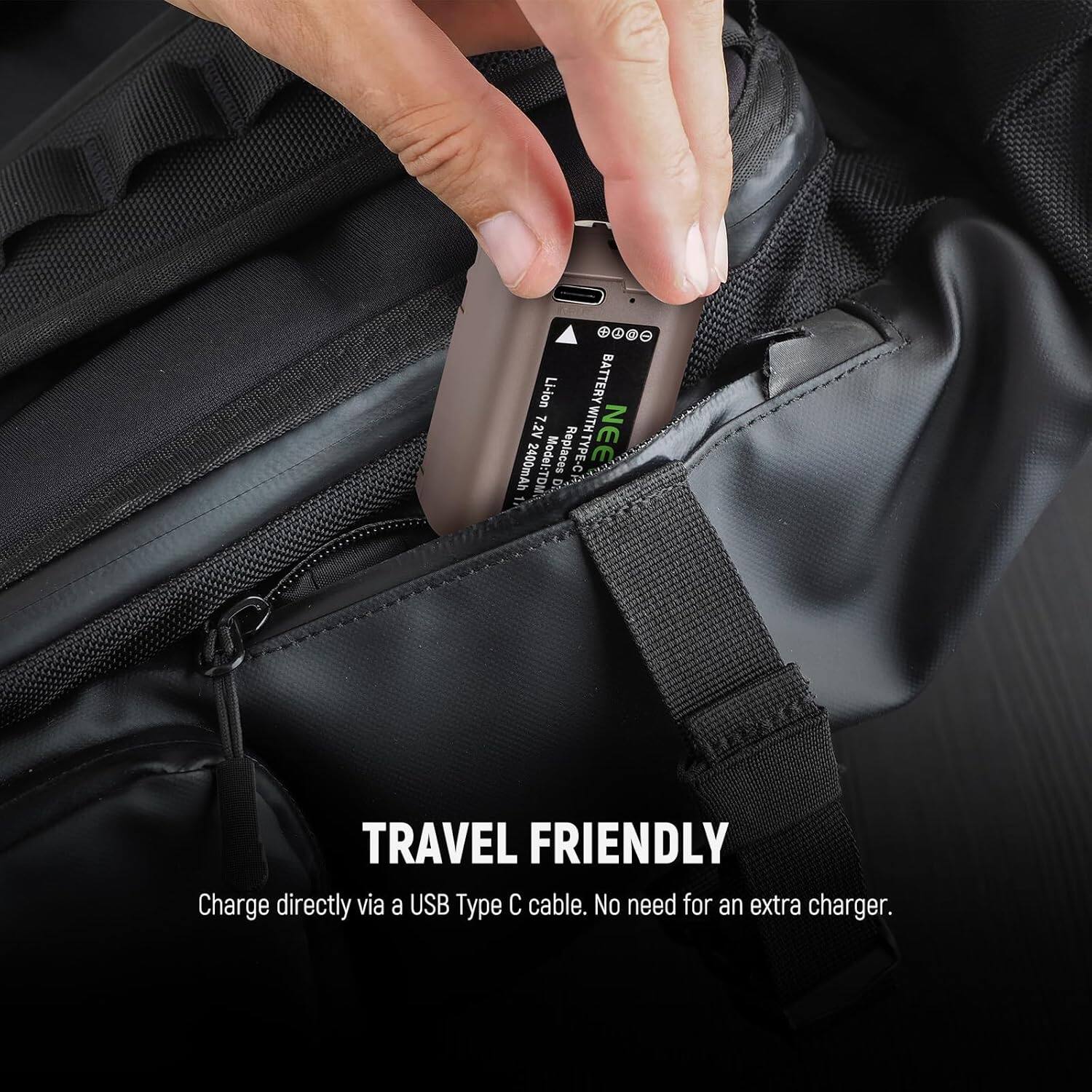 R Li-ion BATTERY WITH TYPE-C BATTERYWIT 7.2V NEE 2400mAh Model: TDM Replaces THTYPE-C S TRAVEL FRIENDLY Charge directly via a USB Type-C cable. No need for an extra charger.
