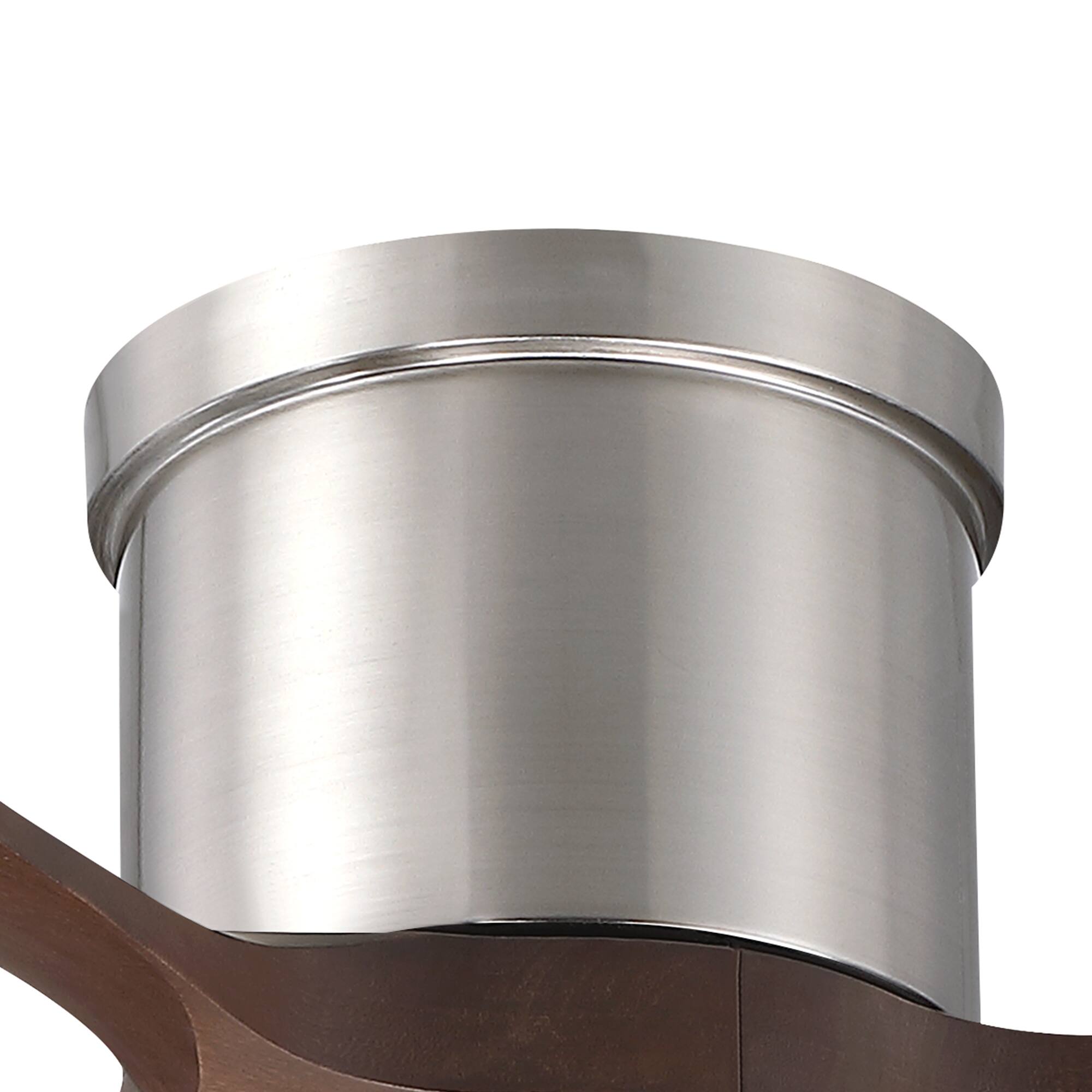 Alt View 10. Parrot Uncle - 52" Modern 3 Solid Wood Blade Flush Mount Ceiling Fan with LED Light and Remote - Satin Nickel.