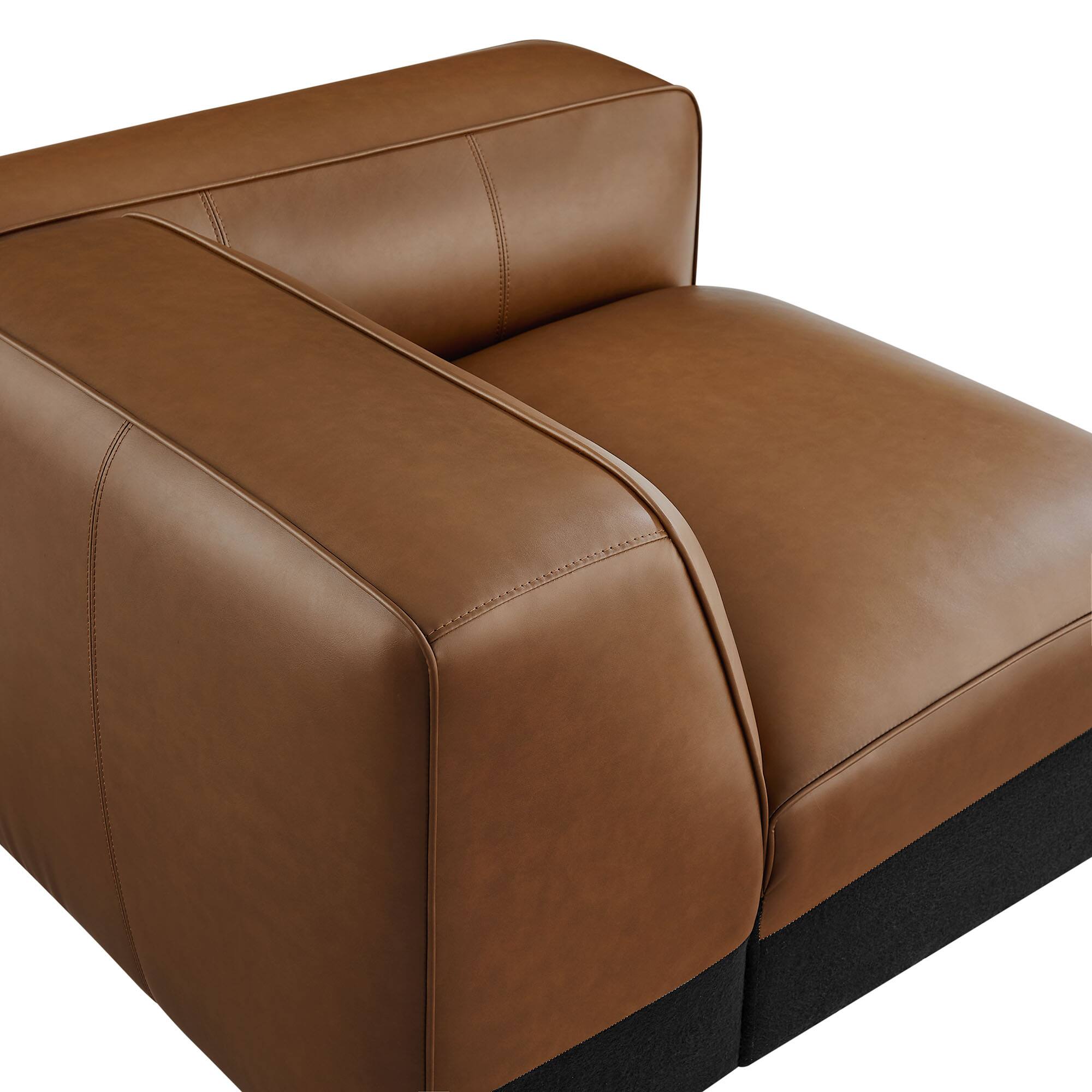 Alt View 3. Modway - Auren Upholstered Vegan Leather Modular Right Armchair by Modway - Brown.