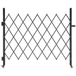 VEVOR - Single Folding Security Gate, Lockable Scissor Gate with 360° Swivel Casters, Outdoor Barricade Steel Retractable Gates - Black