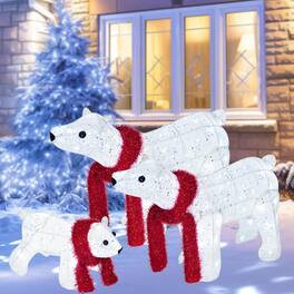 Wikistore - 3-Piece Lighted Polar Bear Family Outdoor Christmas Decorations 140 LED White
