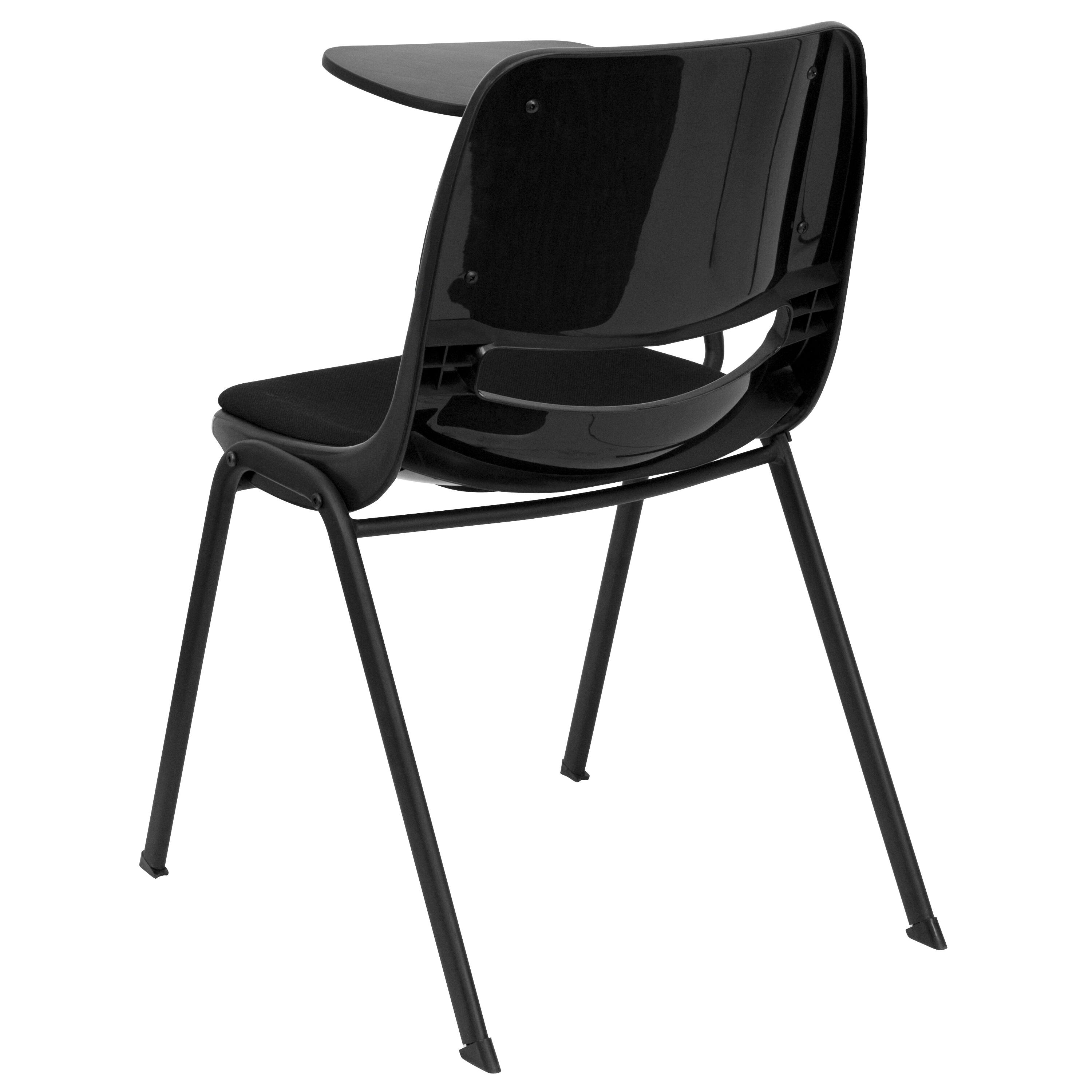 Alt View 4. Emma + Oliver - Padded Ergonomic Shell Chair with Right Handed Flip-Up Tablet Arm - Black.