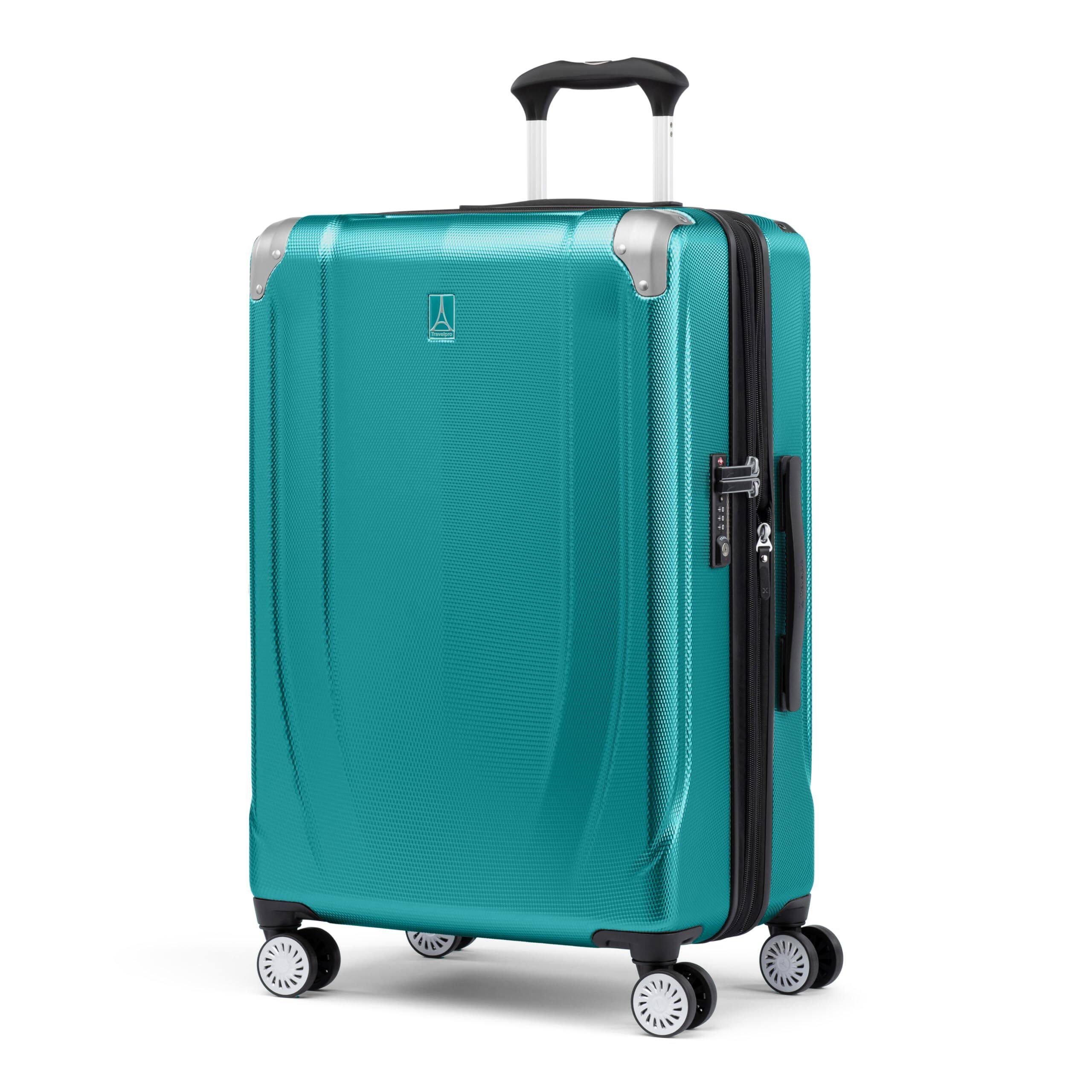 Angle. Travelpro - Travelpro Pathways 3 Hardside Expandable 25" Checked Spinner - Kayak Teal.