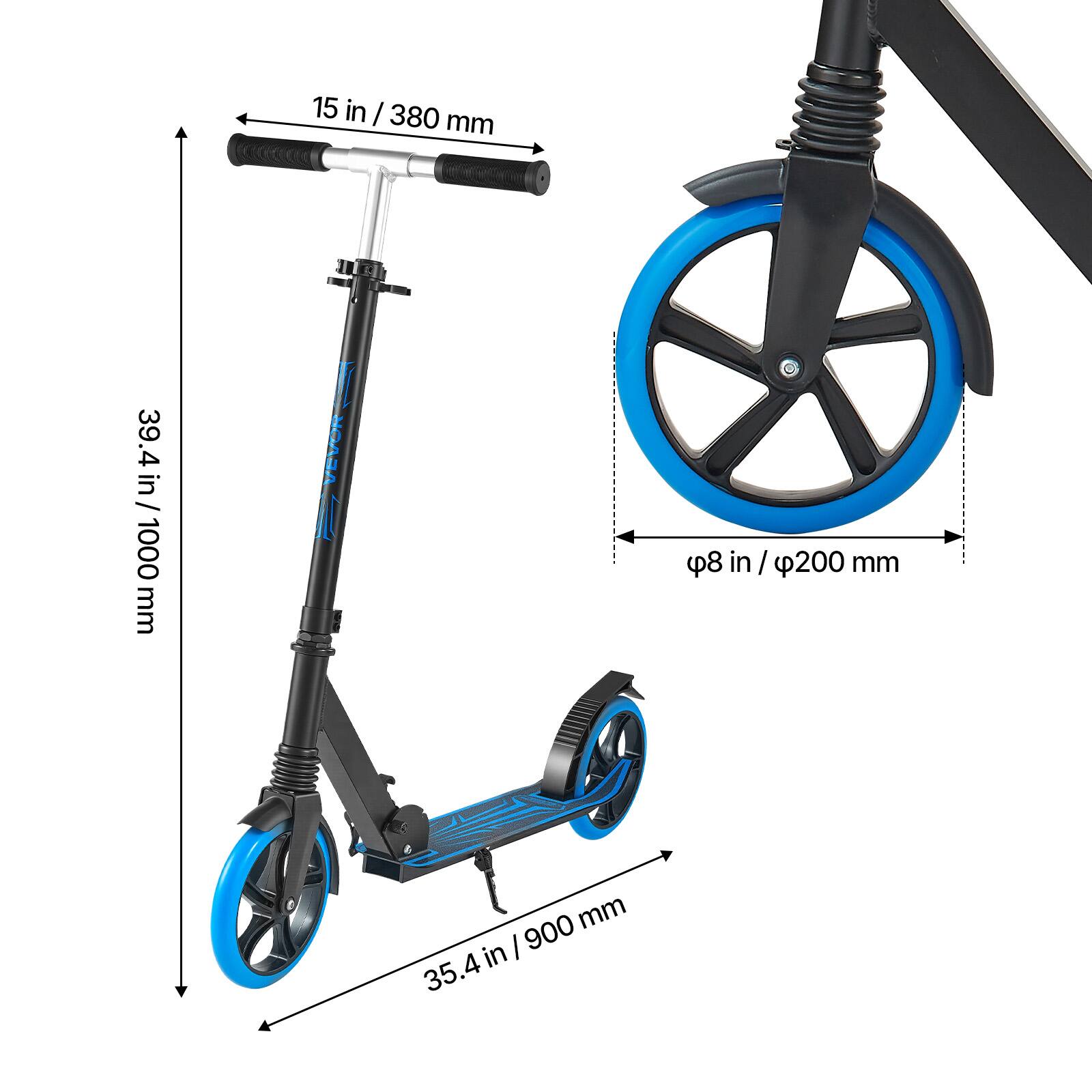 15 in / 380 mm  
39.4 in / 1000 mm  
8 in / 200 mm  
35.4 in / 900 mm