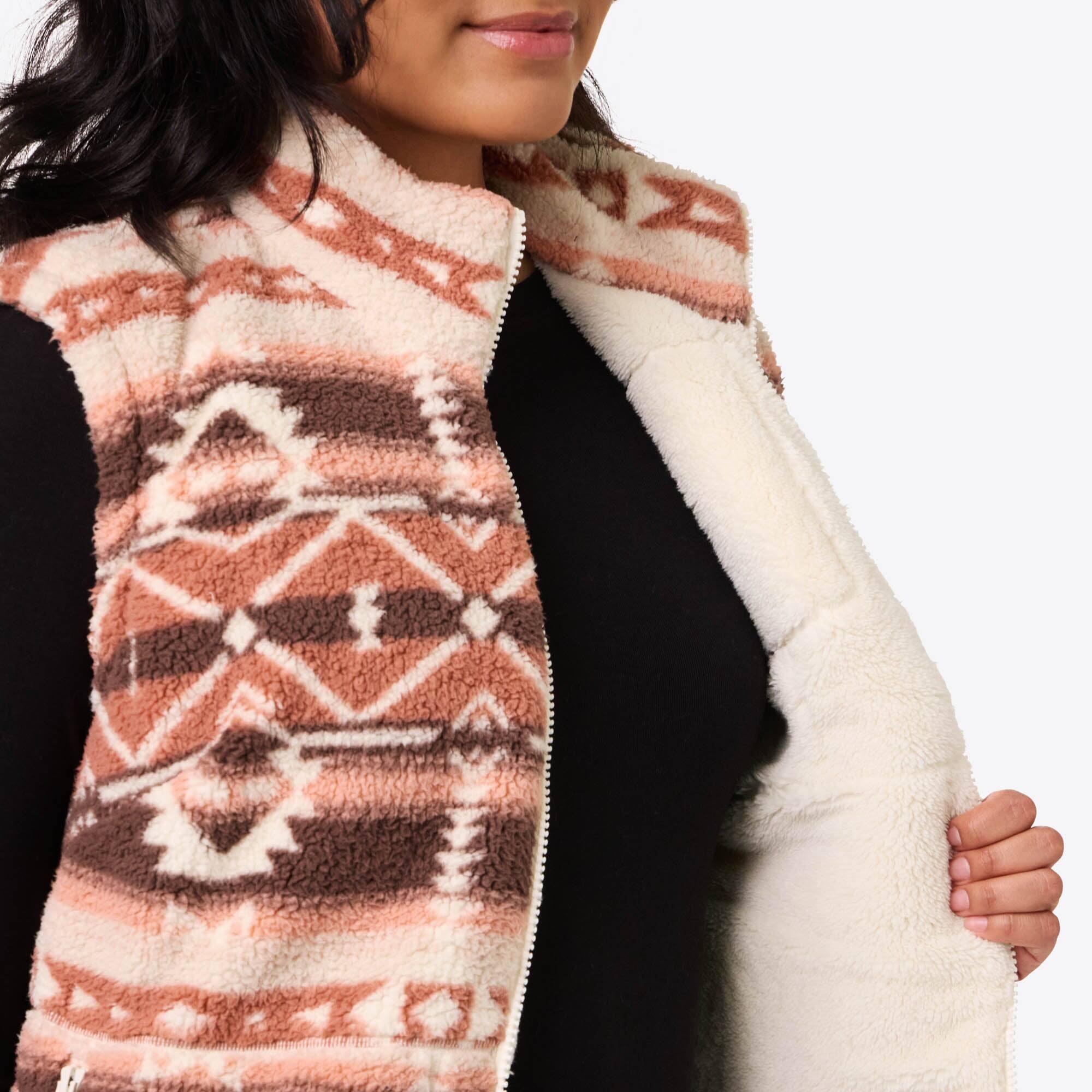 Alt View 7. Mobile Warming - Women's Upland Sherpa Long Printed Heated Vest - Clay Aztec.