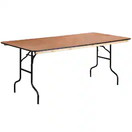 Alamont Home - Fielder 6-Foot Rectangular Wood Folding Banquet Table with Clear Coated Finished Top - Natural