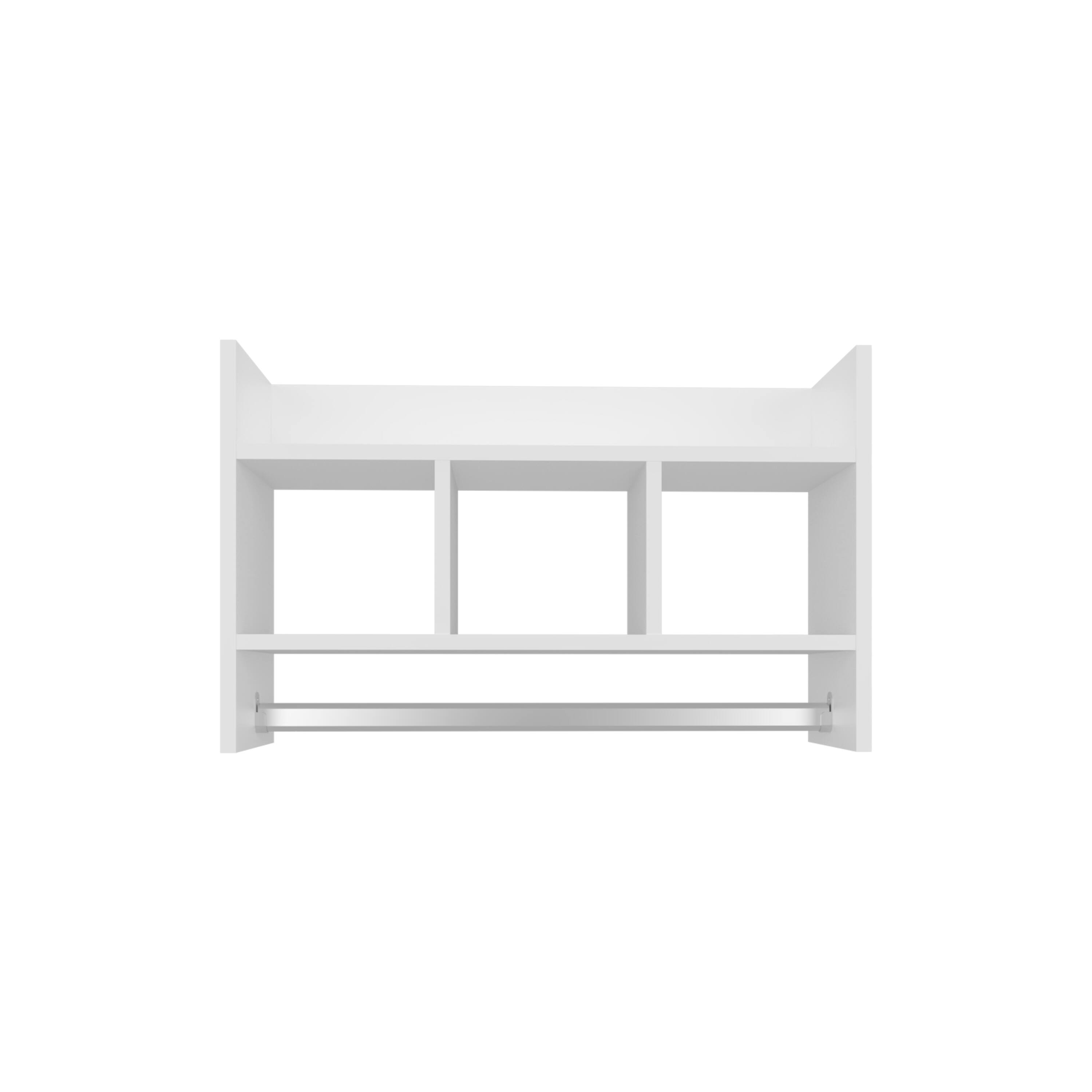Alt View 1. TuHome - Bathroom Wall Shelf with Towel Bar, Compact Storage With A Wide Upper Shelf, Three Comapct Middle Shelves. - White.