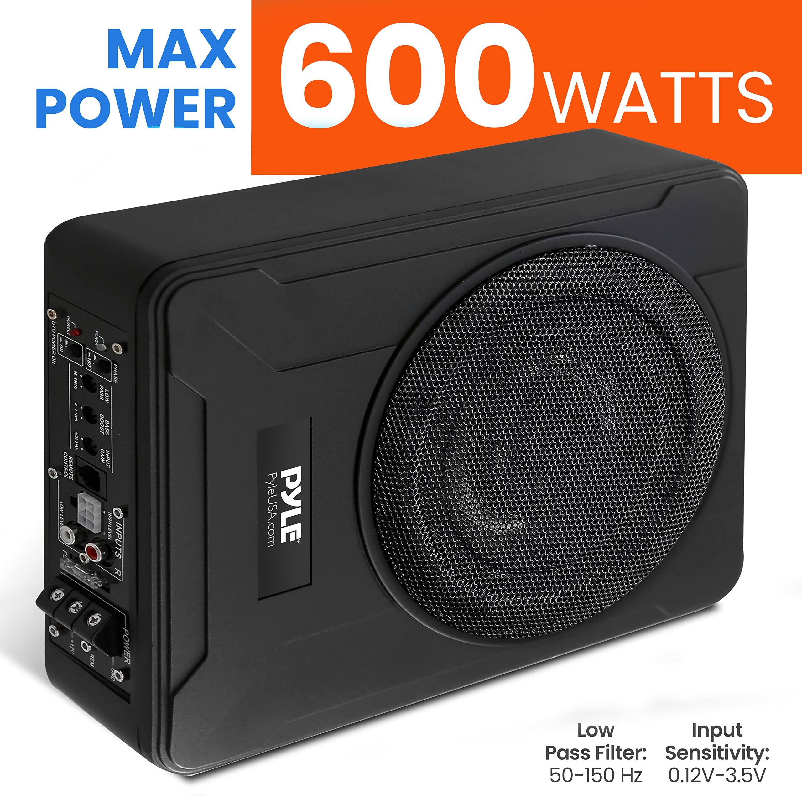 MAX POWER 600 WATTS

Low Pass Filter: 50-150 Hz  
Input Sensitivity: 0.12V-3.5V

PyleUSA.com