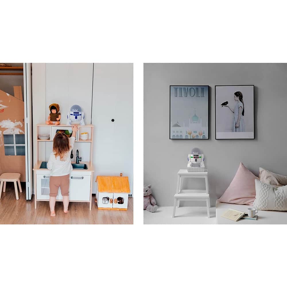 RTMB - Android Rus-T1 Speaker Stand for Echo Dot & Google Nest Mini, White/Blue