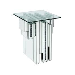 Manhattan Lane - Glass Top End Table with Mirror Panels and Faux Gemstone Accents - Silver