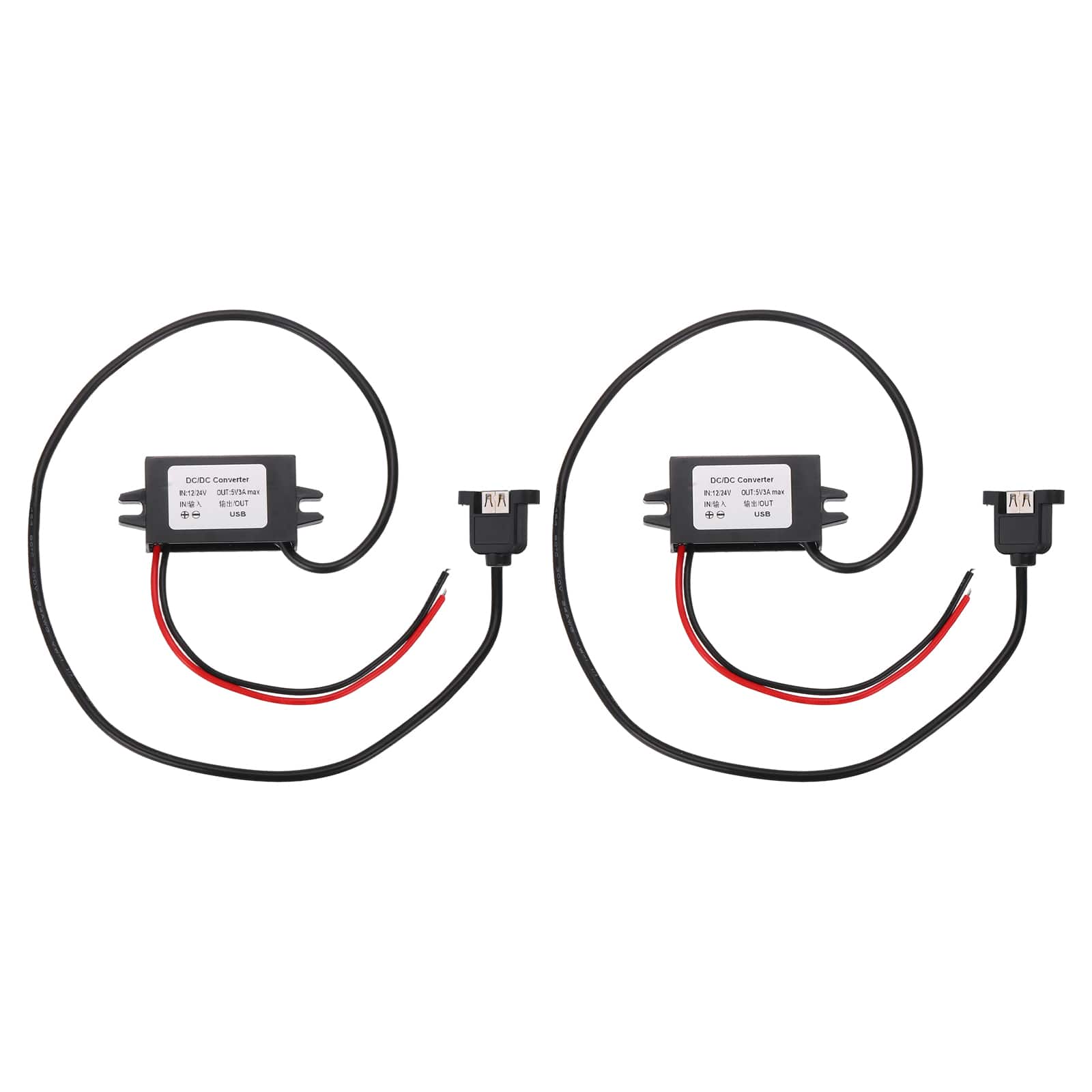Unique Bargains - 2pcs DC 12/24V to 5V 3A 15W Step Down Converter with USB Port & Mounting Tabs - Black price history on PriceWatchPro