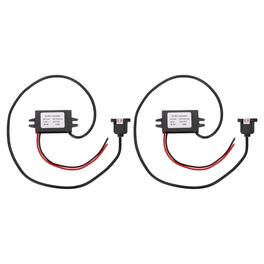 Unique Bargains - 2pcs DC 12/24V to 5V 3A 15W Step Down Converter with USB Port & Mounting Tabs - Black