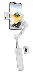 Hohem - iSteady V3 3-Axis Gimbal Stabilizer for Smartphone w/ AI Tracking, Detachable Remote, Extendable Pole, & Magnetic Light - White - Front_Zoom