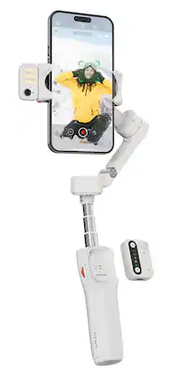 Hohem - iSteady V3 3-Axis Gimbal Stabilizer for Smartphone w/ AI Tracking, Detachable Remote, Extendable Pole, & Magnetic Light - White