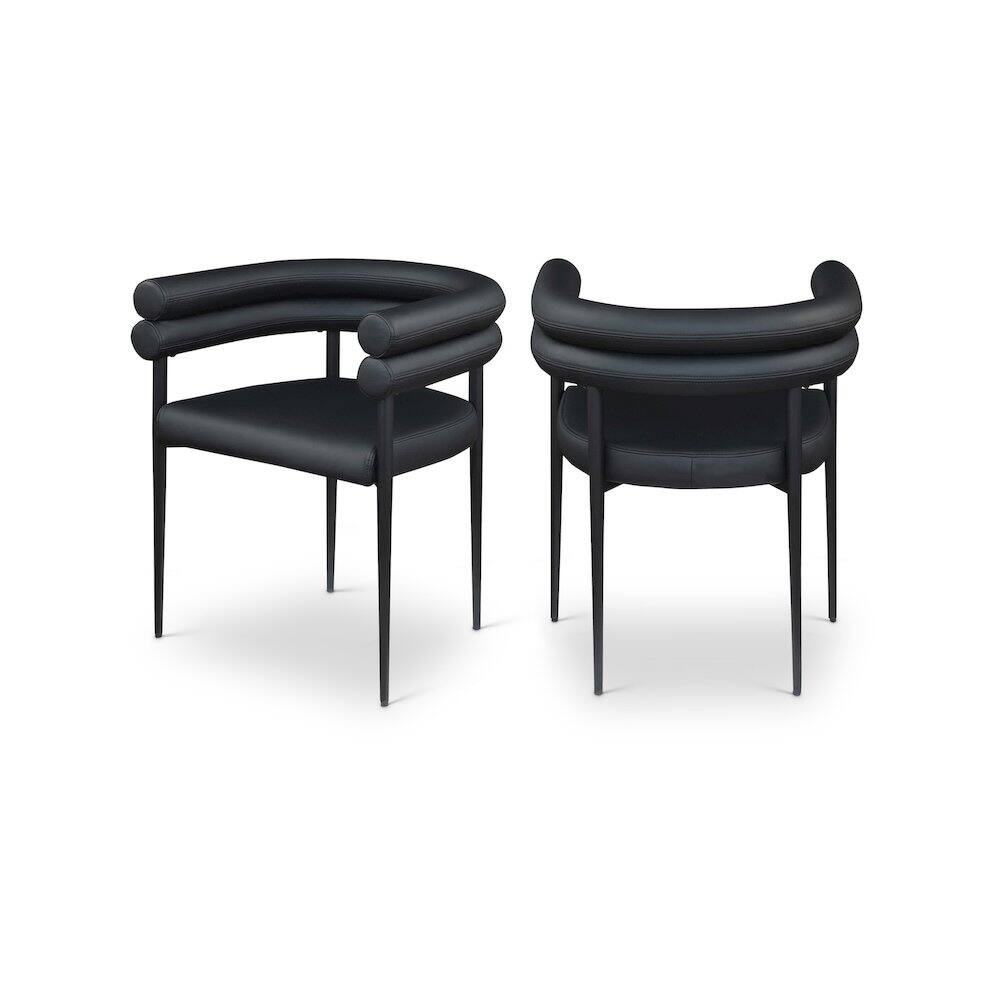 Front. Meridian Furniture - Lavina Black Vegan Leather Dining Chair, Set of 2 - Black.
