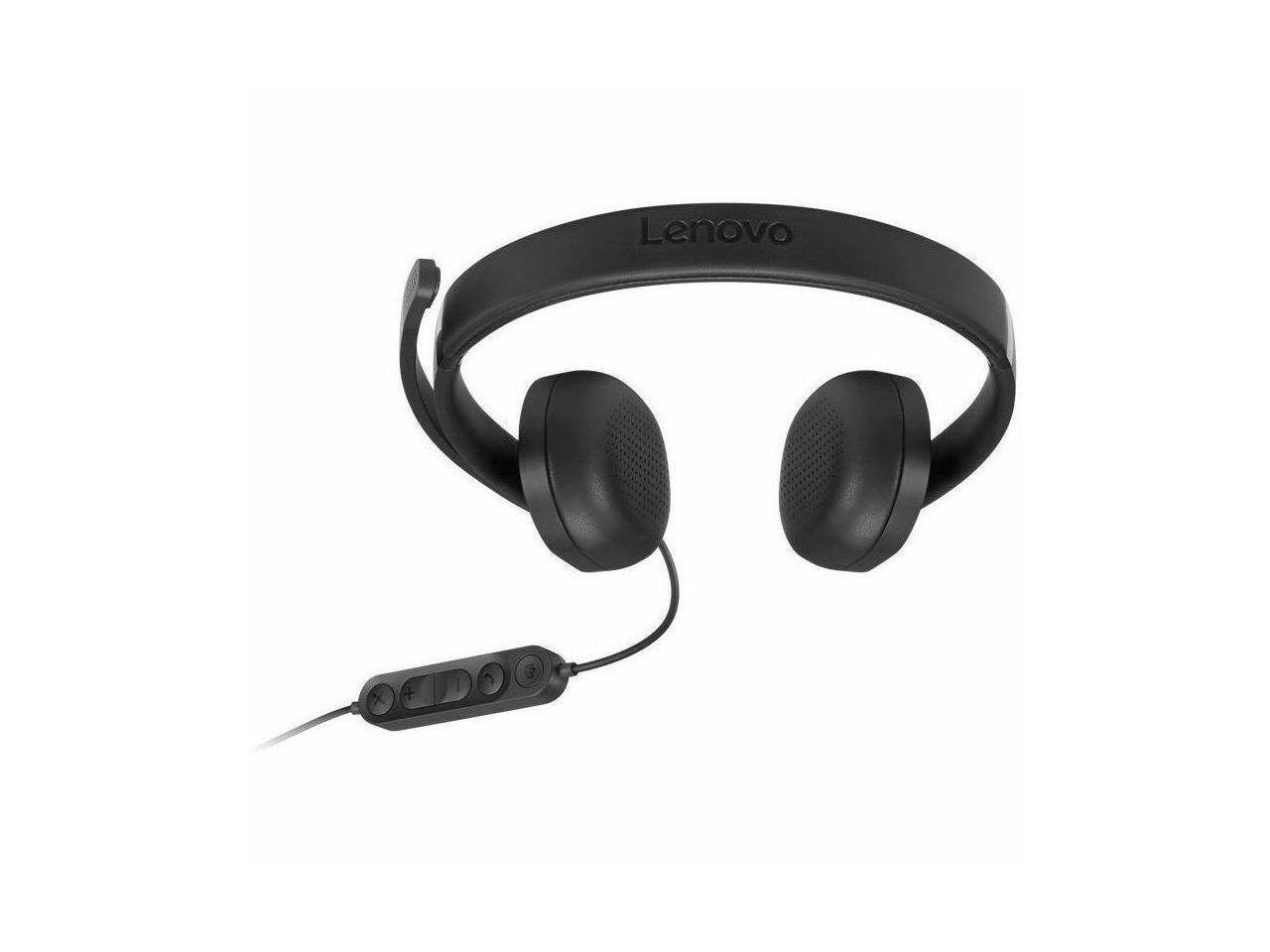 Alt View 2. Lenovo - Lenovo 5000 VoIP Headset - Microsoft Teams - USB A/C - Stereo - Noise Red - Black.