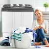 Front. Costway - Portable Mini Compact Twin Tub 20 lb. Total Washing Machine Washer Spinner - Gray and White.