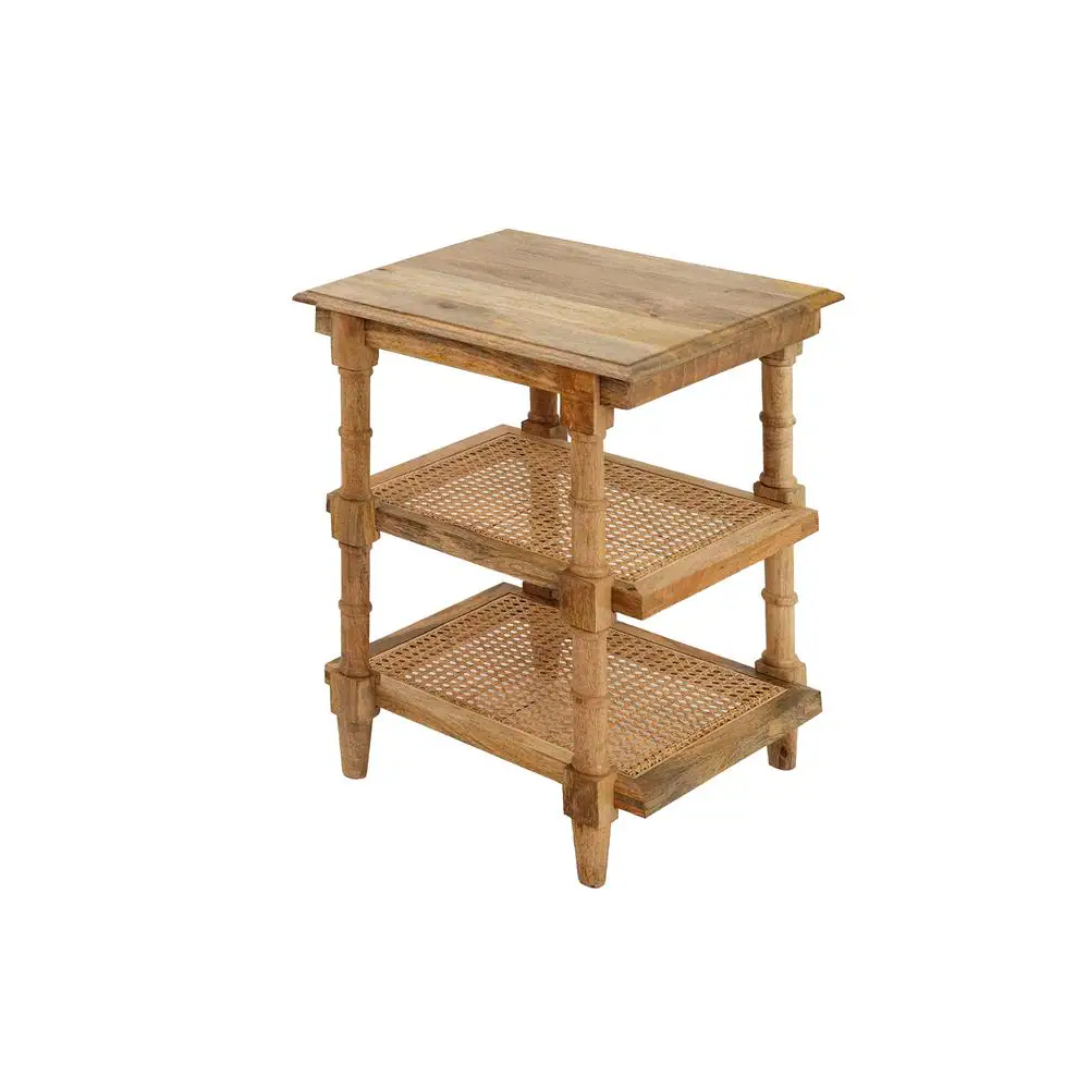 Carolina Chair & Table Chesterfield Wood & Cane 3 Shelf Side Table ...