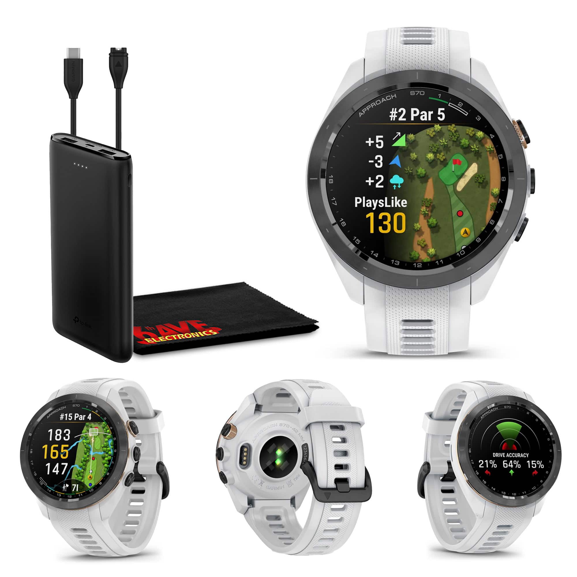 Garmin - Approach S70 42MM Fitness Tracker Watch GPS Golf Smartwatch For Men-White - White - (2023)