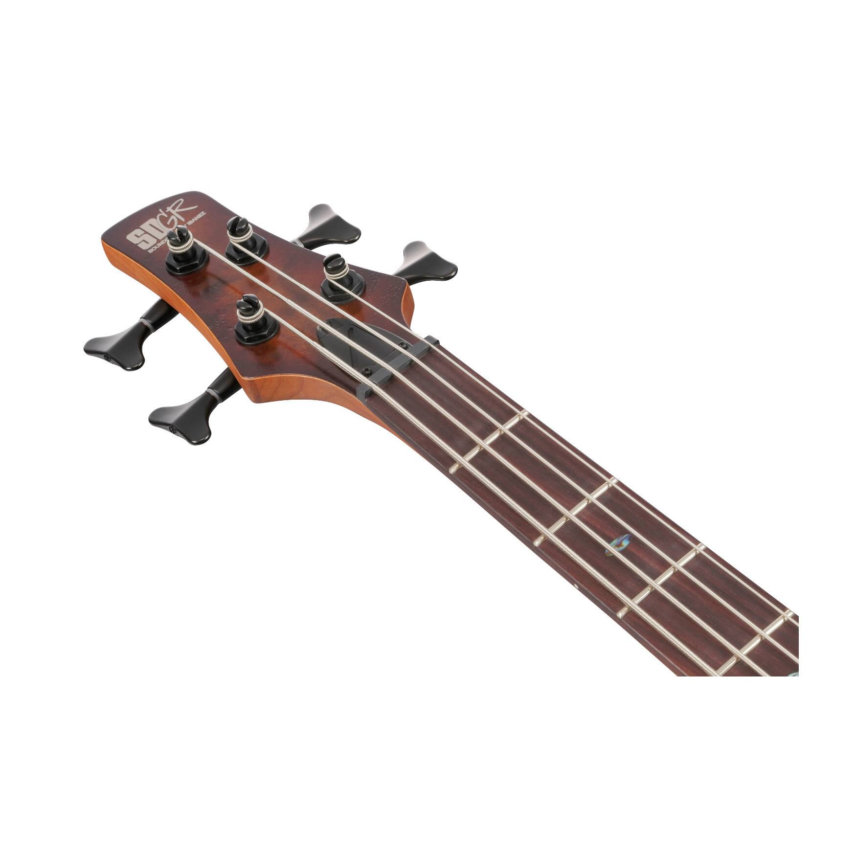 Left. Ibanez - Ibanez SR500AMHL SR Standard 4str Electric Bass - Mahogany Brown Burst Low Gloss.