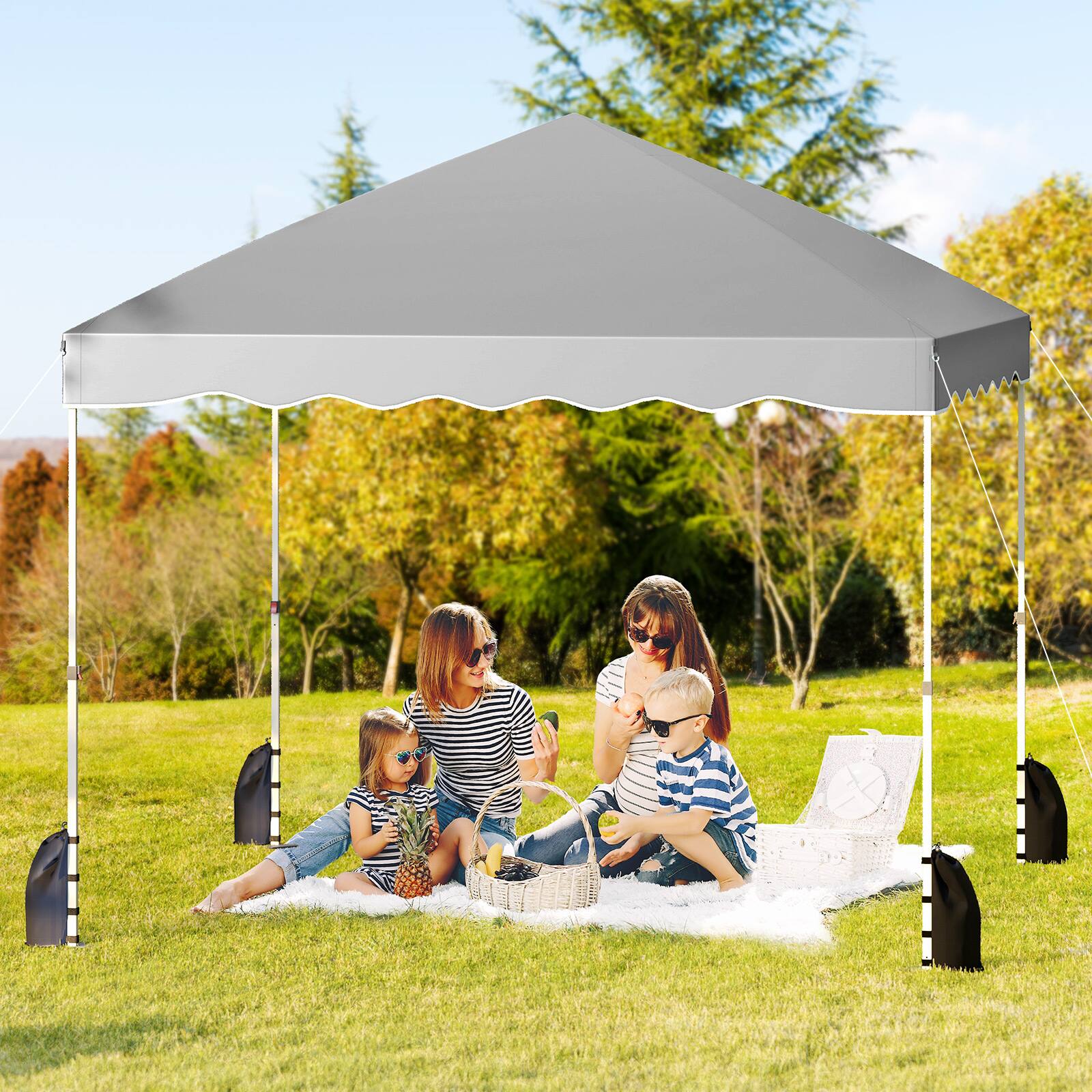 Alt View 3. Gymax - Gymax 10 X 10 FT Pop up Canopy Tent Portable Foldable Patio Shelter w/ Wheeled Bag - Gray.