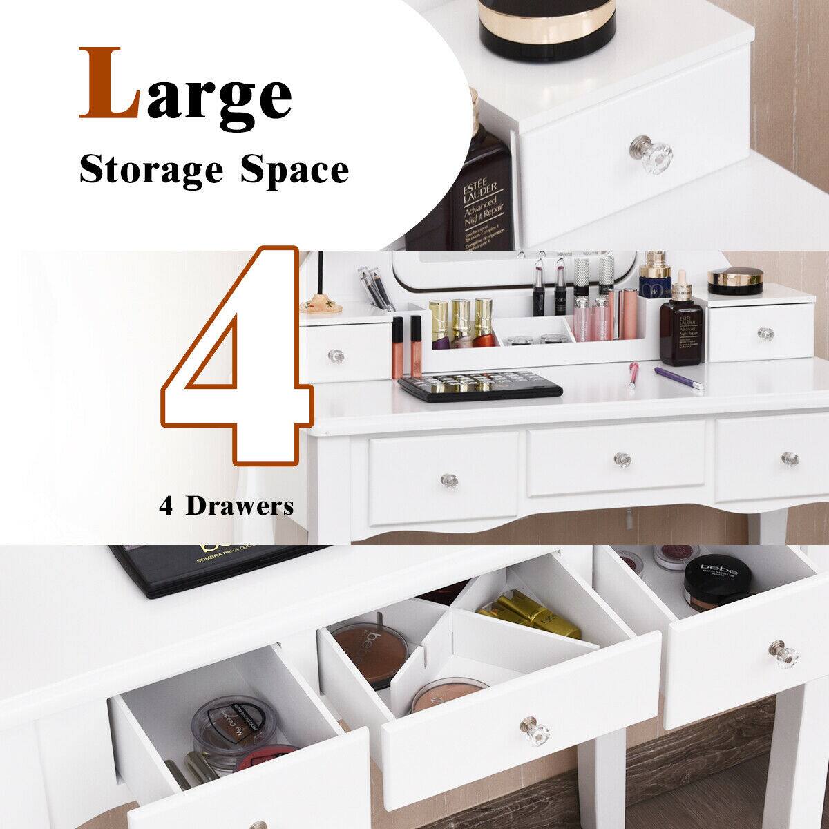 Large Storage Space 4 Drawers
