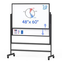 maxtek - Double-Sided Bulletin Boards 48x60 inches Mobile Dry Erase Board Rolling Whiteboards & Presentation Supplies - Black