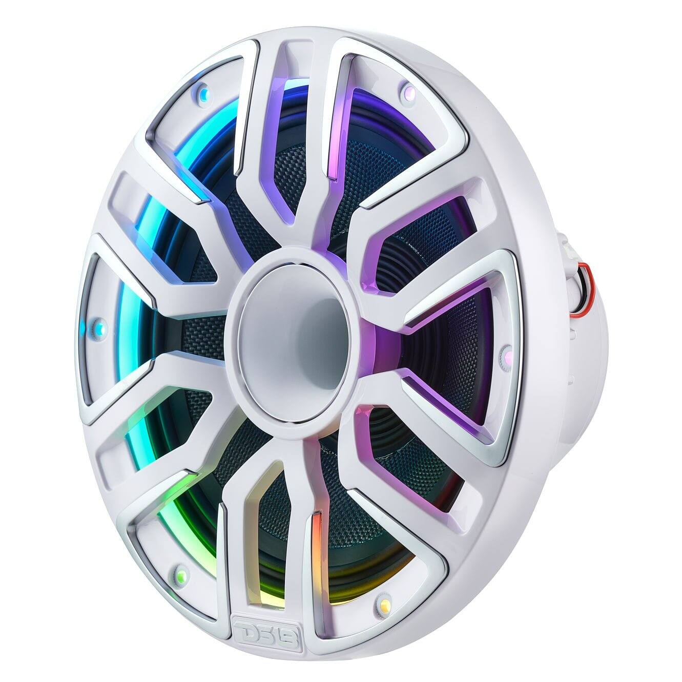 Left. DS18 Audio - 8" Hybrid Coaxial Speaker With Kevlar Cone, Compression Driver and Neodymium Magnet | 200W RMS 4-Ohm - White.