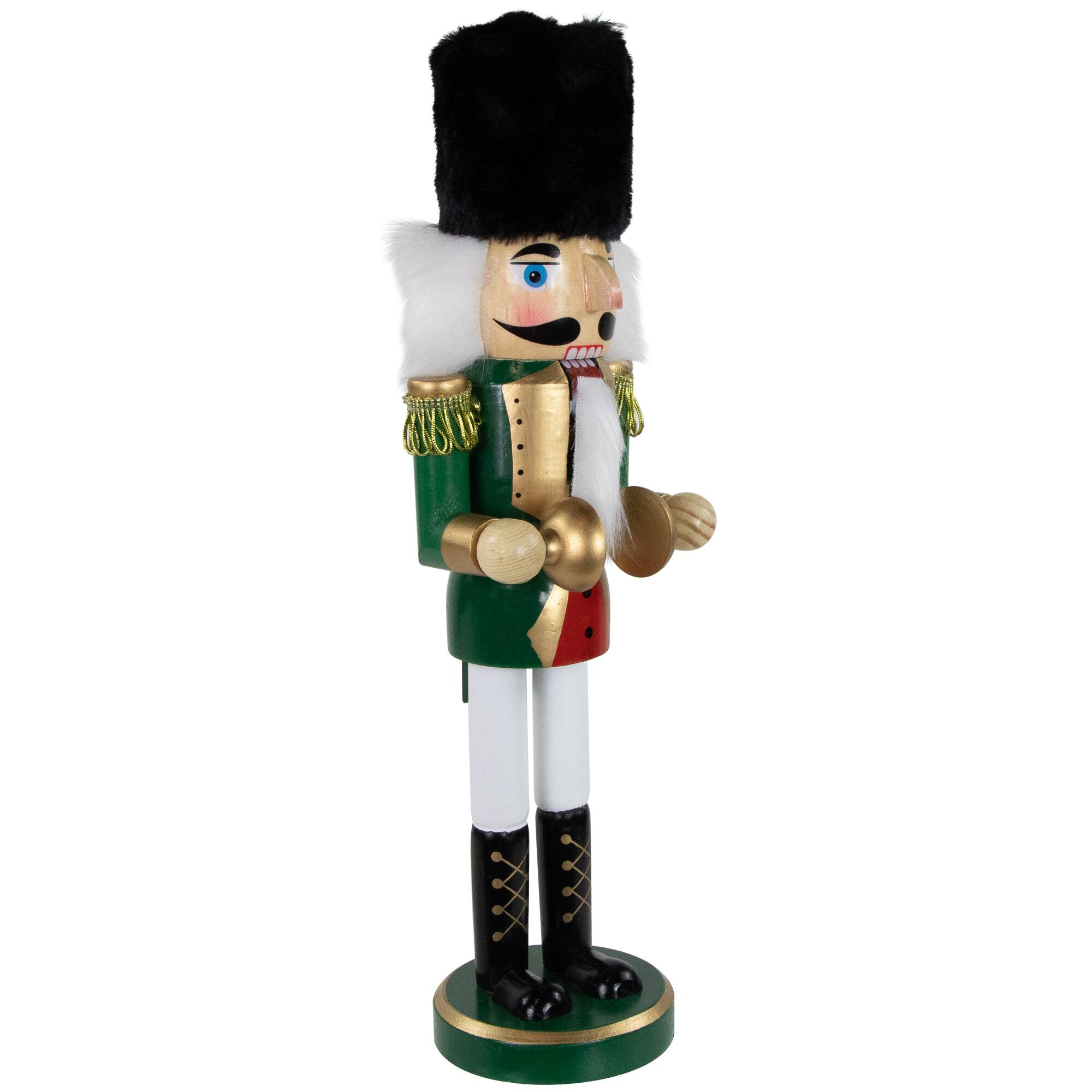 Alt View 3. Northlight - 14" Green and White Cymbalist Christmas Nutcracker - Green.