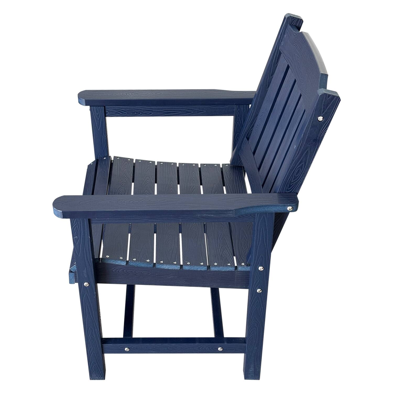 Alt View 7. Fortune Candy - Poly Lumber Patio Dining Set, 36.2" Table & Slat Back Chairs with Umbrella Hole, Weather-Resistant（Navy Blue, 5-piece) B - Navy Blue.