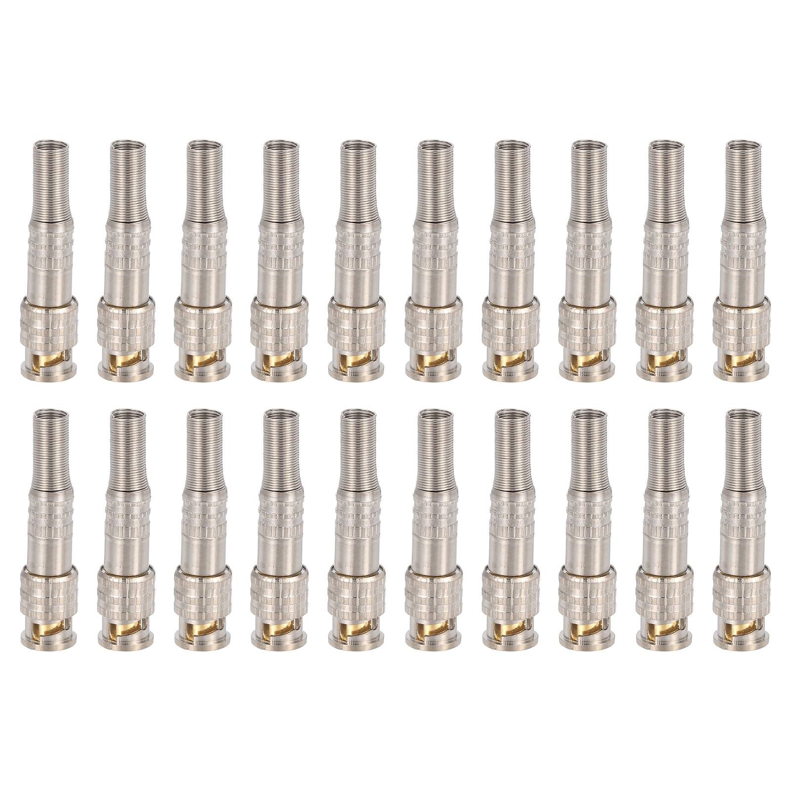 Front. Unique Bargains - 20pcs BNC Male Coaxial Connectors, RG59/RG6 Solder Gold Plated 6mm Brass Adapter for CCTV Camera System Durable - Silver.