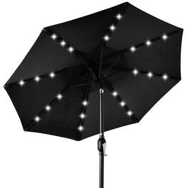 Best Choice Products - 10ft Solar LED Lighted Patio Umbrella w/ Tilt Adjustment, UV-Resistant Fabric - Black