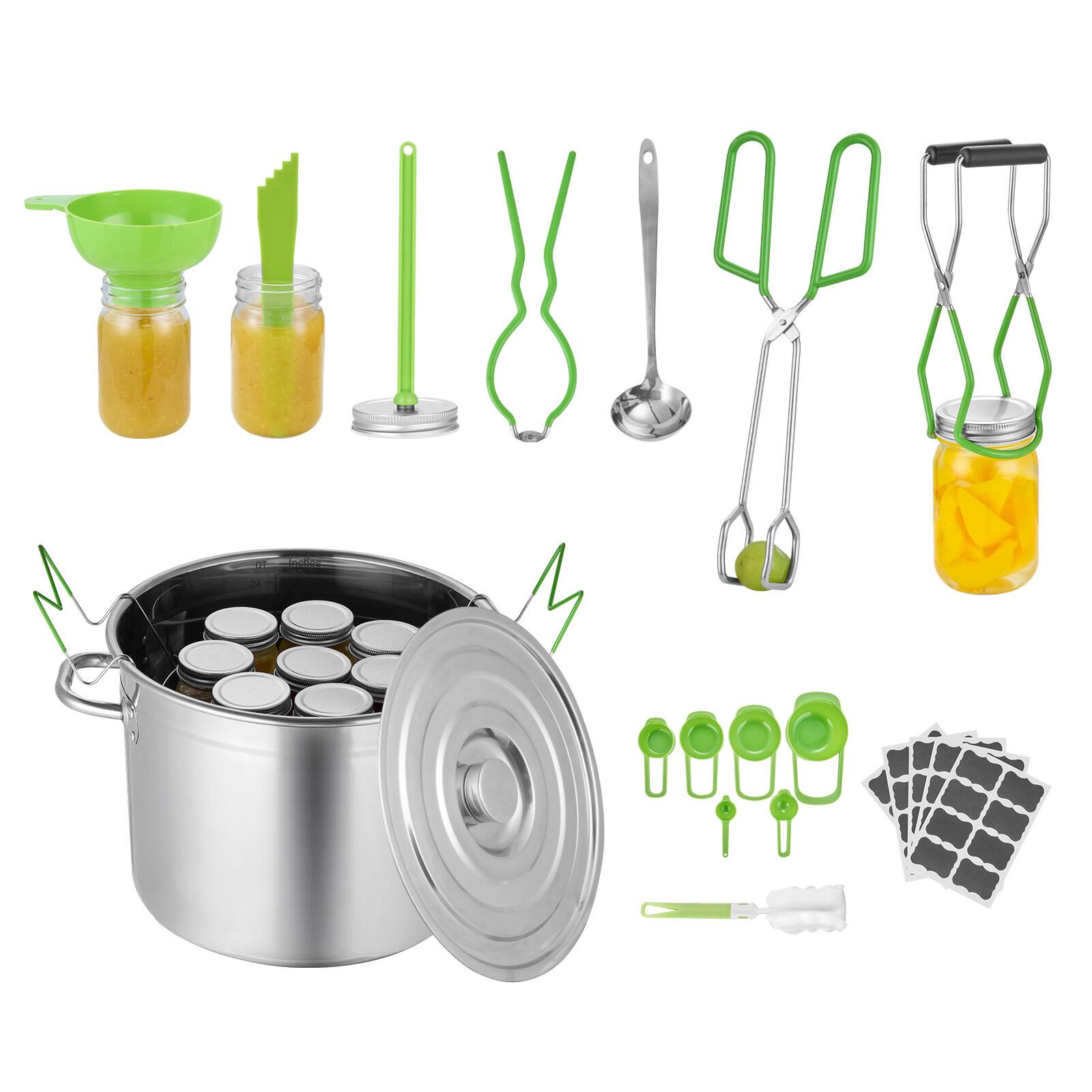 Alt View 4. VEVOR - Canning Supplies Starter Kit, 11 Pieces Stainless Steel Water Bath Canning Kit for Beginners, Canning Tools Set: Pot - Green.