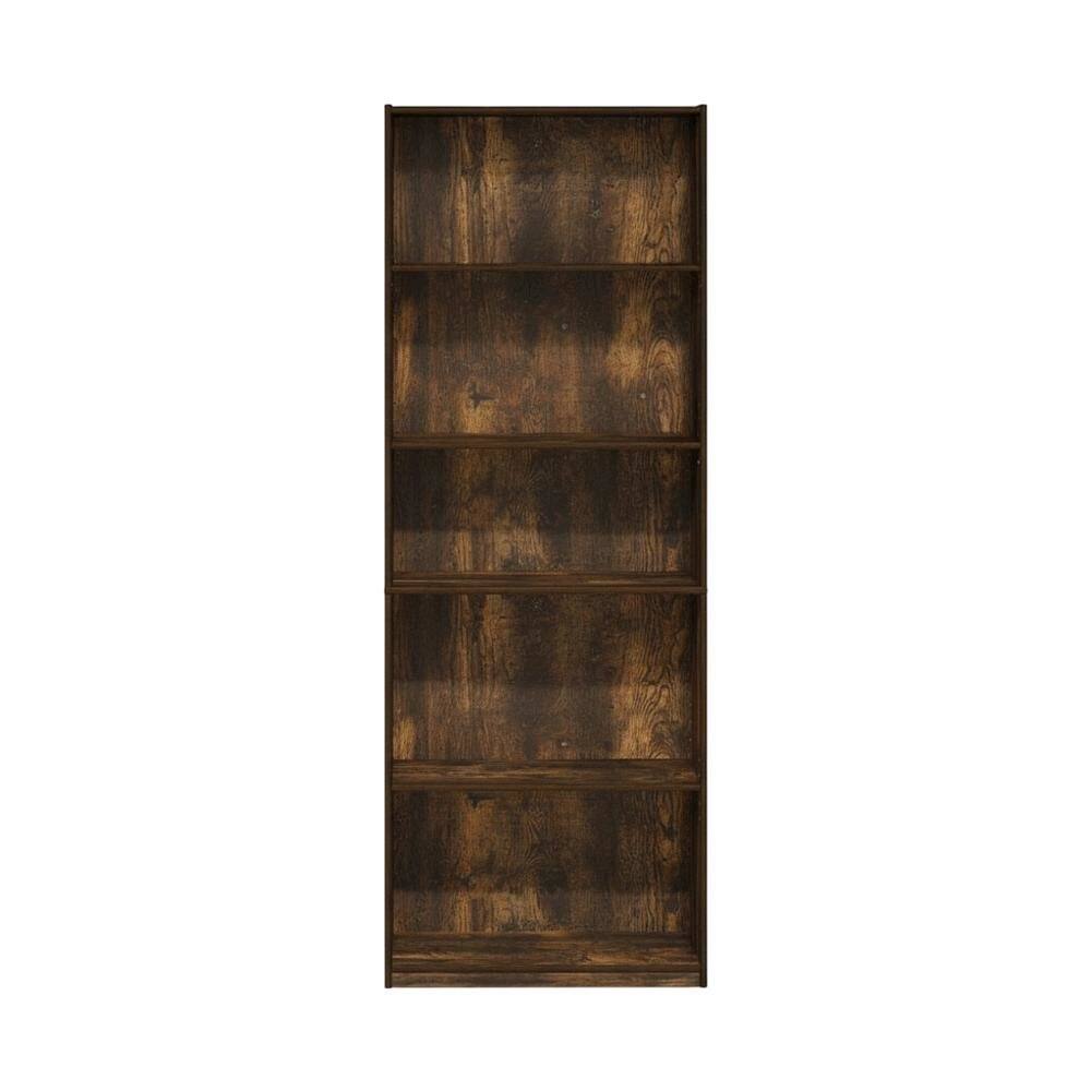 Back. FurniFact - Wooden Bookcase in Finish with Open Shelves for Living Room Storage - Amber Oak.