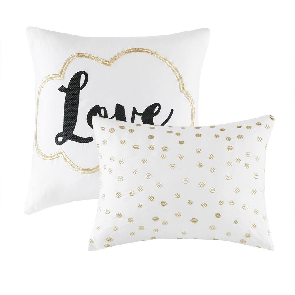 Alt View 3. Gracie Mills - Gracie Mills Isabelle 5-Piece Metallic Geometric Comforter Set - Ivory/Gold.