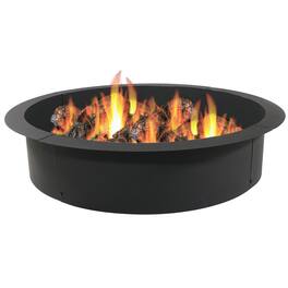 Sunnydaze - 39 in Heavy-Duty Steel Above/In-Ground Fire Pit Ring Liner - Black