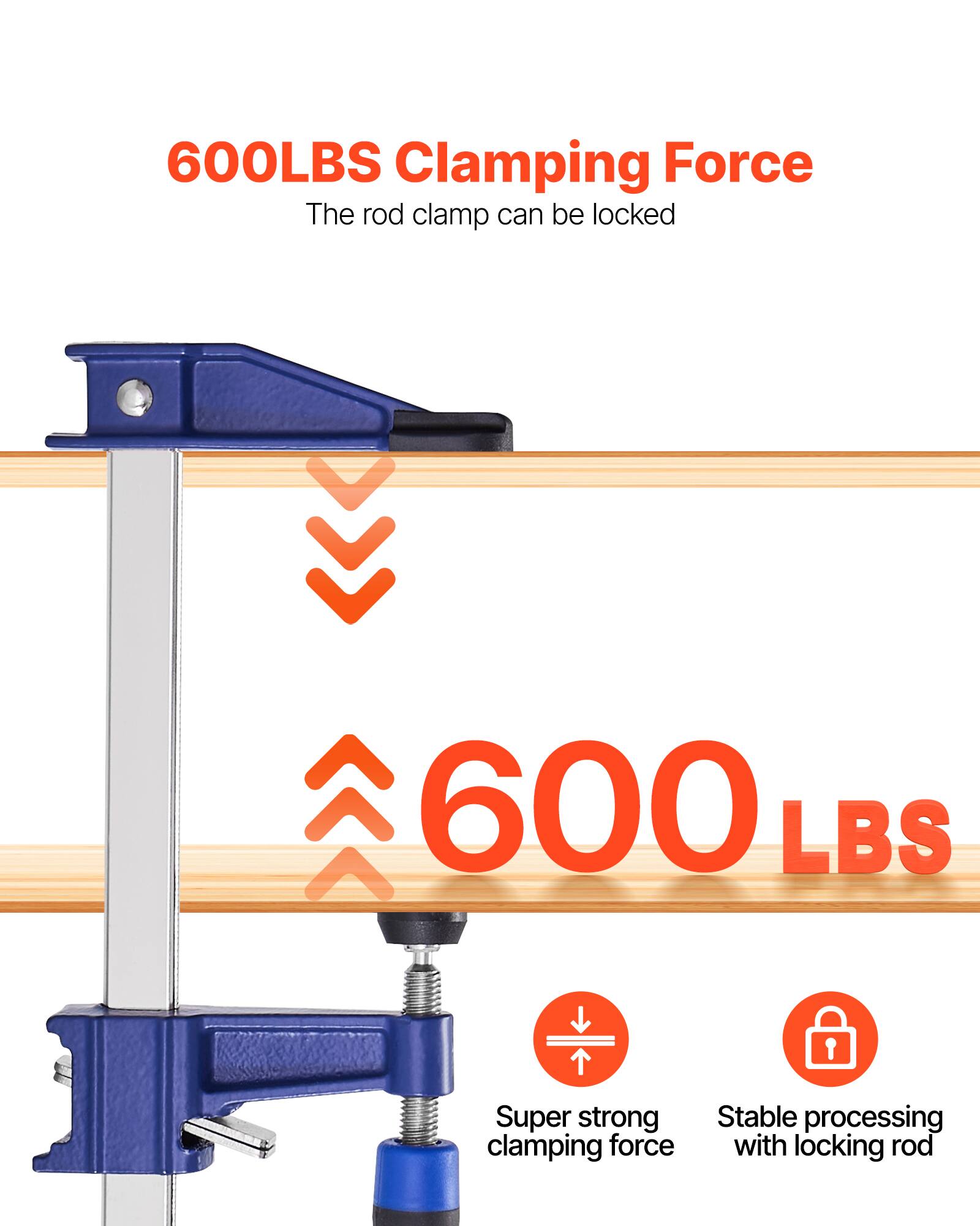 600LBS Clamping Force  
The rod clamp can be locked  

600 LBS  

Super strong clamping force  
Stable processing with locking rod