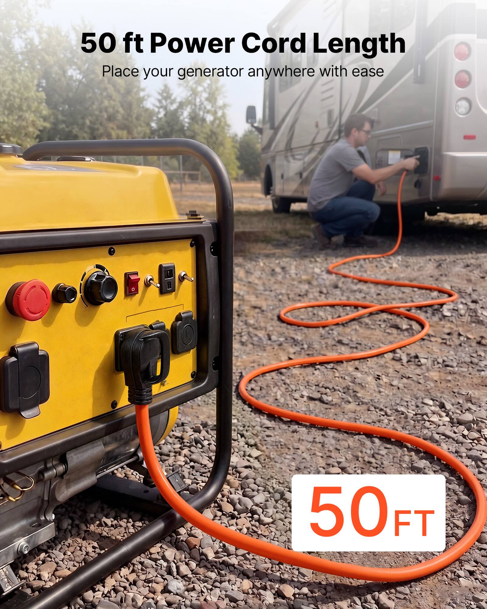 50 ft Power Cord Length  
Place your generator anywhere with ease  
9 50FT