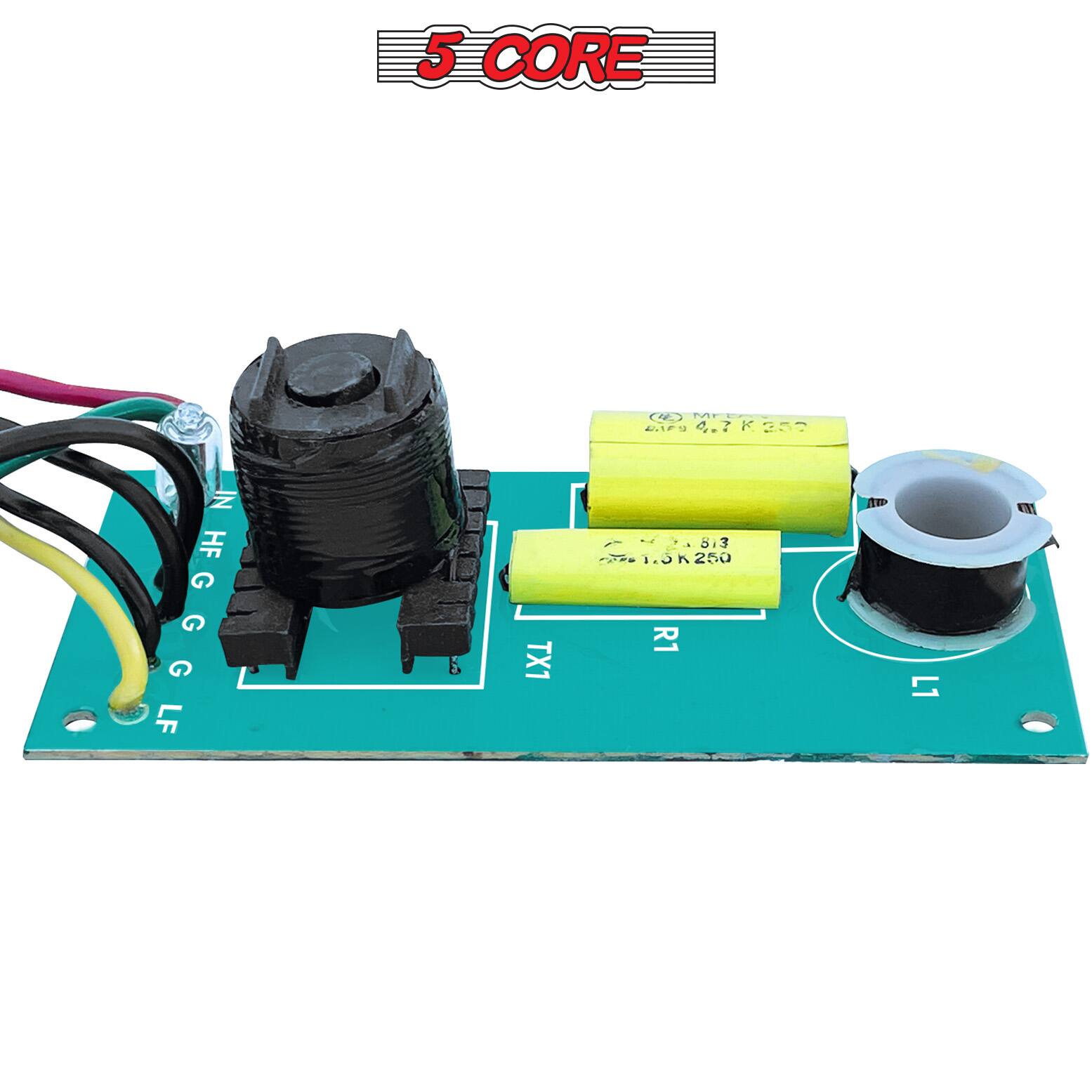 Sure, here is the corrected and grouped text from the image:

- **5 CORE**
- **TX1**
- **R1**
- **L1**
- **LF**
- **G**
- **HF**
- **4.7K 250**
- **1.0K 250**
- **813**
- **2X263**