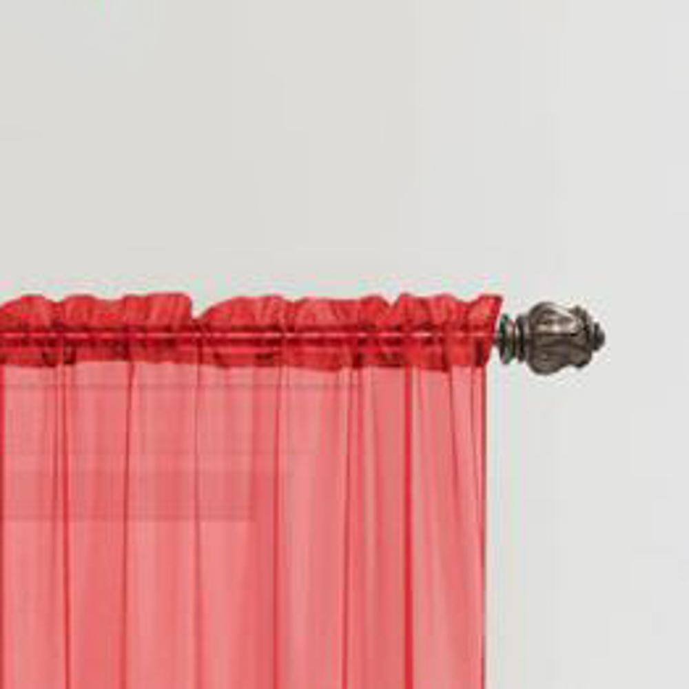 Left. RT Designers Collection - RT Designers Collection Celine Sheer Rod Pocket Curtain Panel - 55 x 90 in. Red - Red.