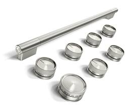 KitchenAid - Handle and Knob Hardware Accessory Kit for 36" Commercial-Style Dual Fuel Range - Monochromatic Stainless Steel