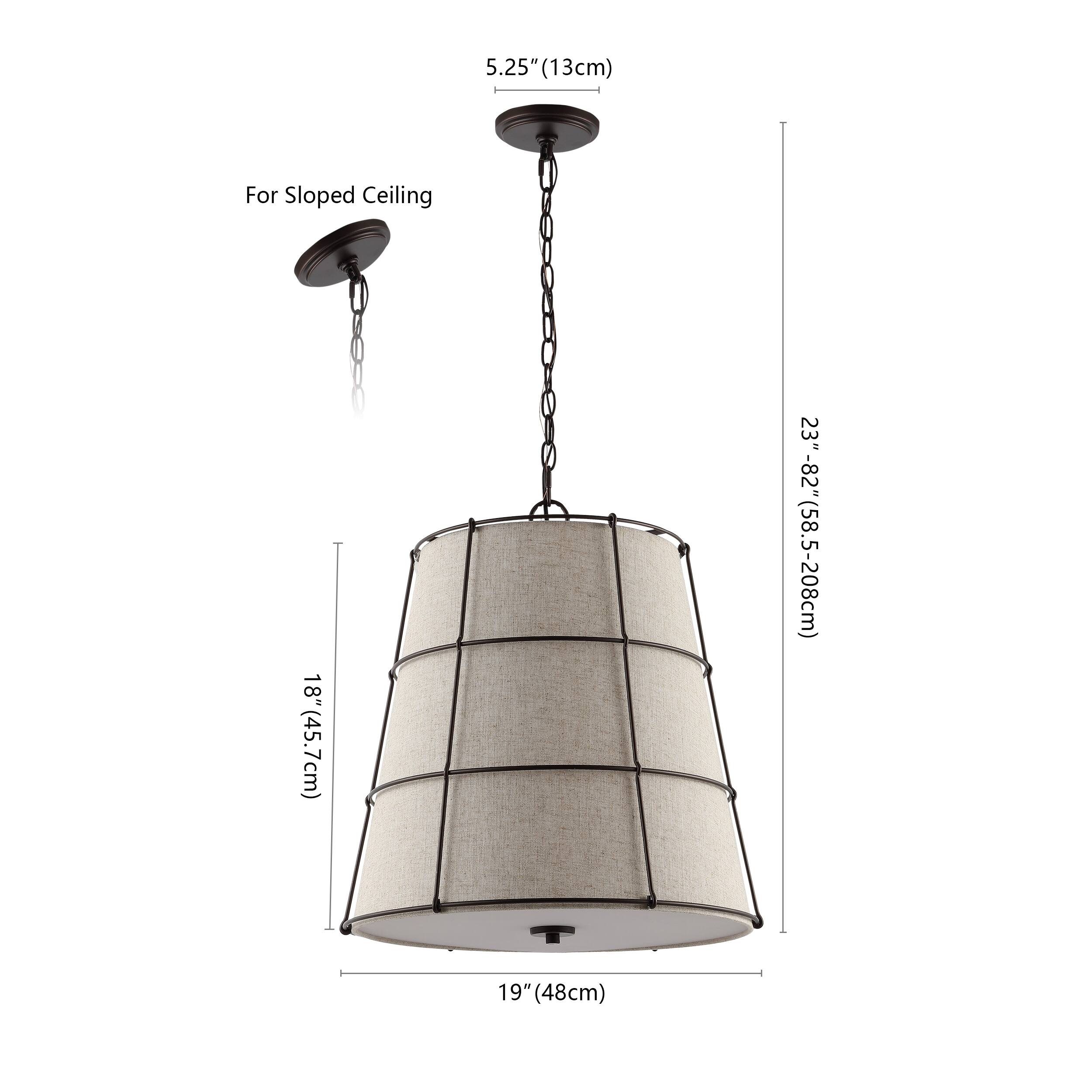 5.25" (13cm)  
For Sloped Ceiling  
18" (45.7cm)  
23" - 82" (58.5-208cm)  
19" (48cm)