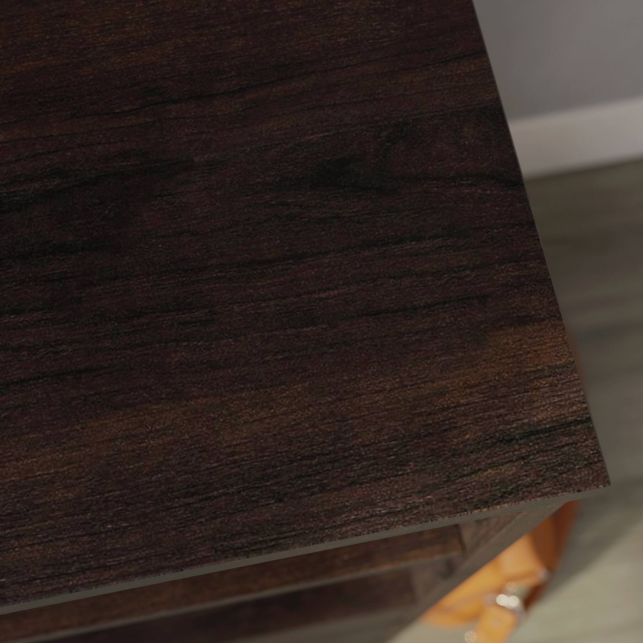 Alt View 2. Spaco - 52x33" Corner Computer Desk, File Drawer, Reversible Drawer Side, Open Shelves - Brown.