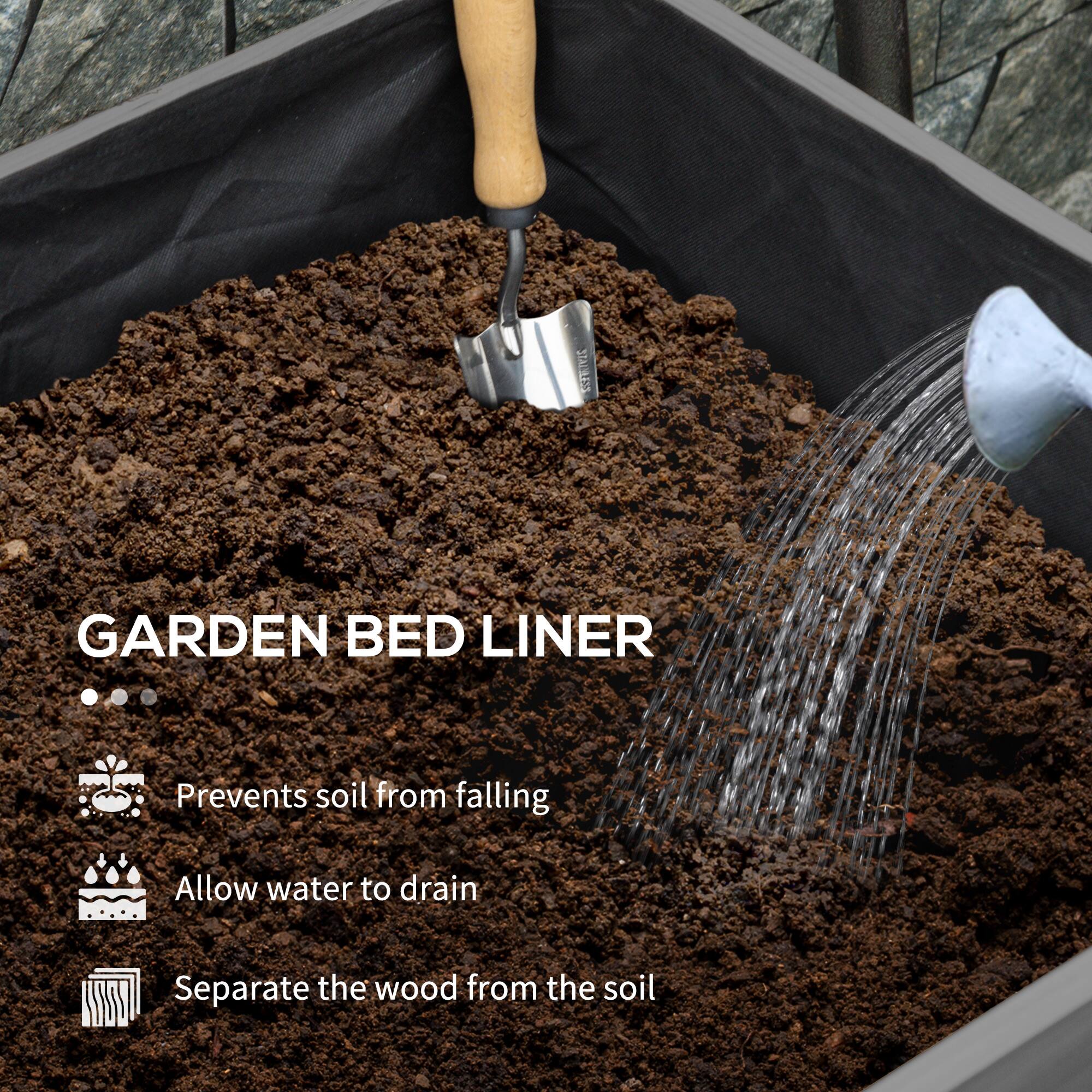 GARDEN BED LINER

- Prevents soil from falling
- Allow water to drain
- Separate the wood from the soil