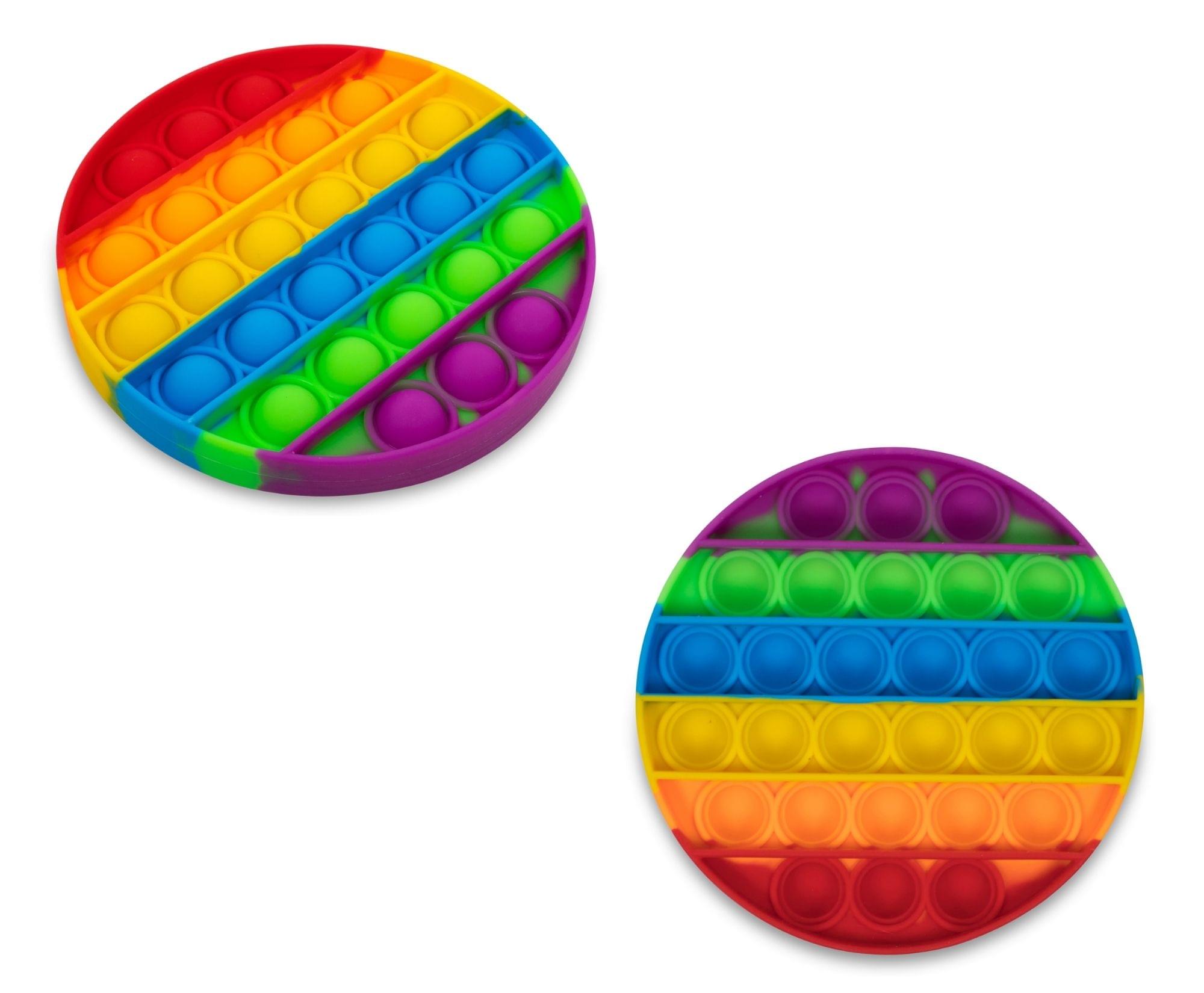Alt View 1. Toynk - Pop Fidget Toy Silicone Bubble Popping Game | Rainbow Round - Multi-Color.