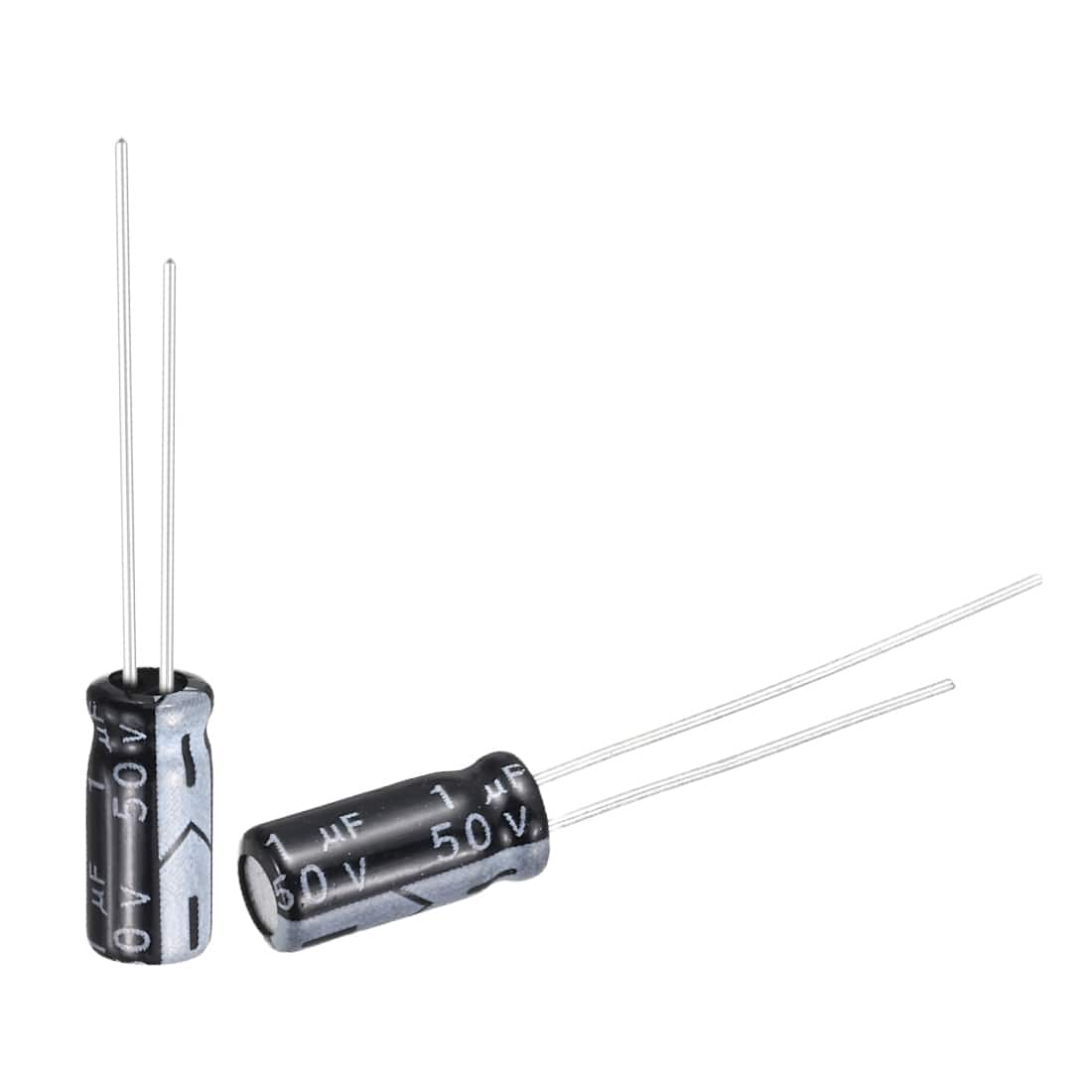 Unique Bargains - 1uF 50V 5x11mm Electrolytic Capacitor, Radial Leads Aluminum, 50pcs, for Power Supplies/Audio/Lighting - Black