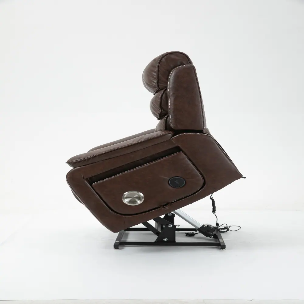 Left. Loheer - Loheer Power Lift Recliner 180 Degree Lay Flat Big and Tall - Brown.