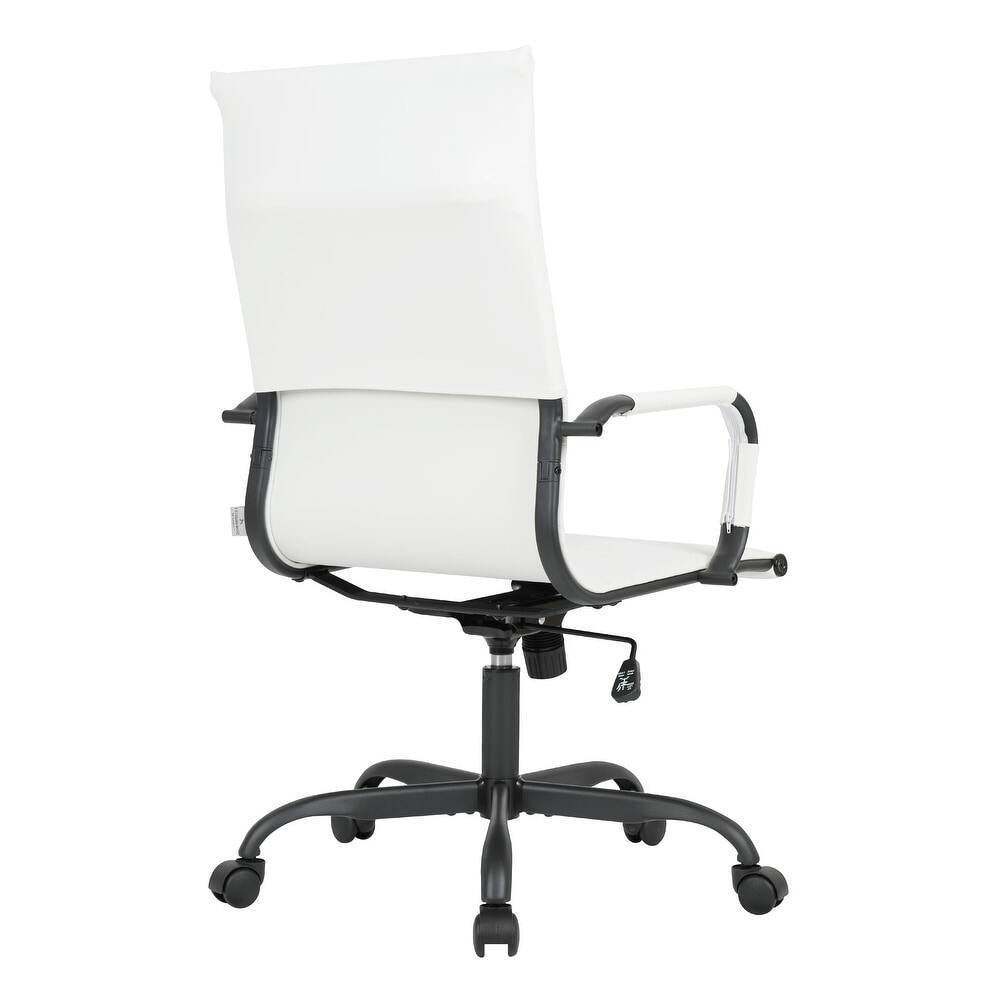 Alt View 5. LeisureMod - Harris Ergonomic High-Back Office Chair Leather Upholstery, Adjustable Swivel, Tilt, and Black Iron Frame - White.