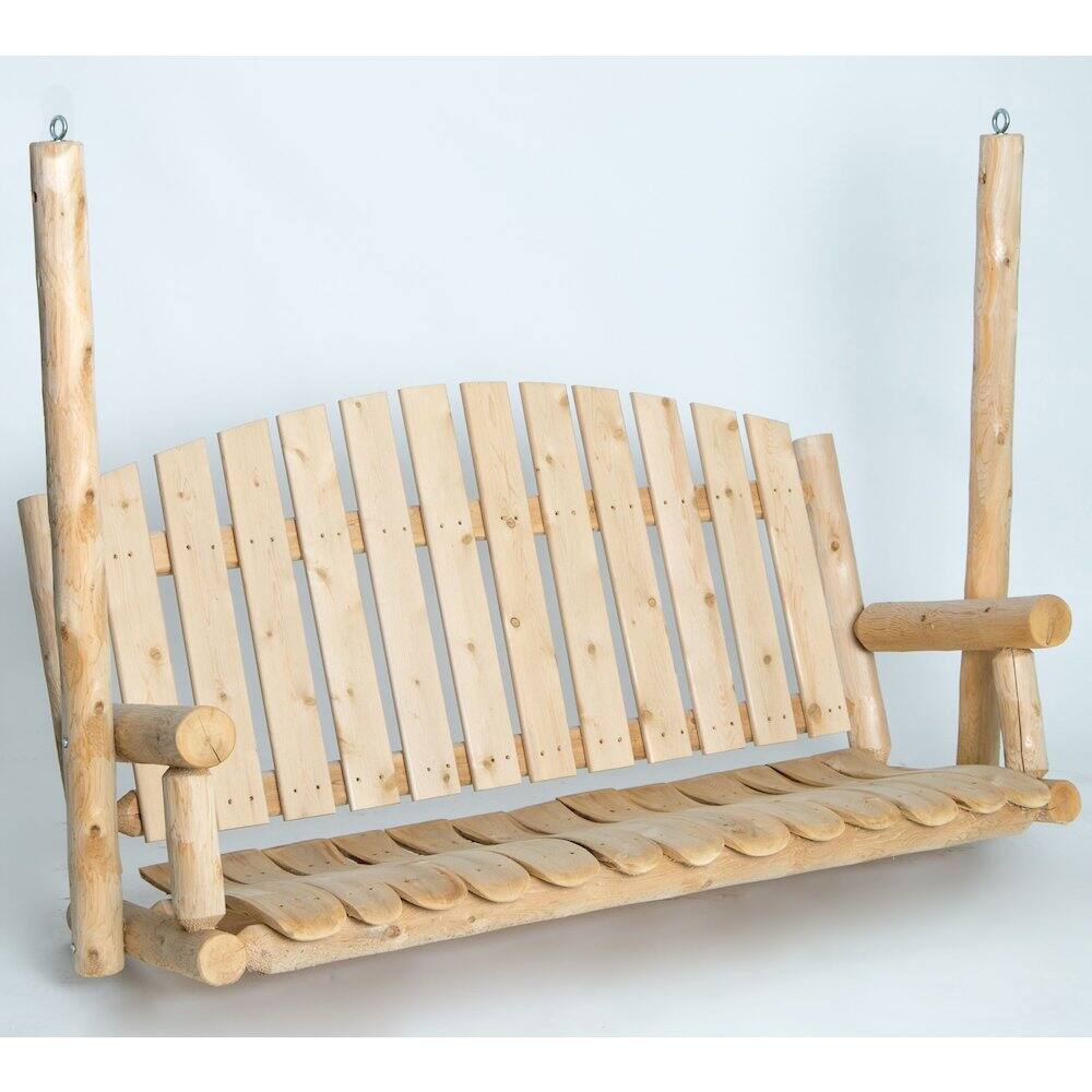 Alt View 1. Contoured Comfort - Cedar Log 5ft Country Garden Porch Swing - Brown.